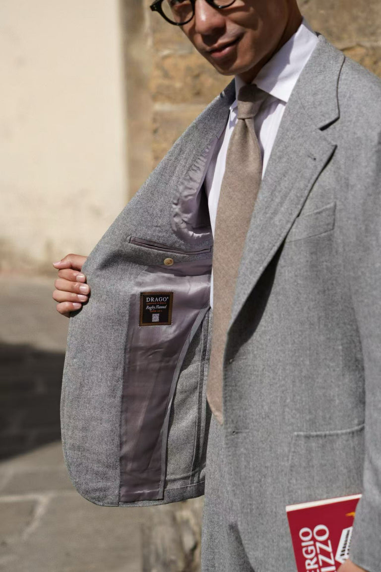 MTO Grey Melange Twill Flannel Suit #408