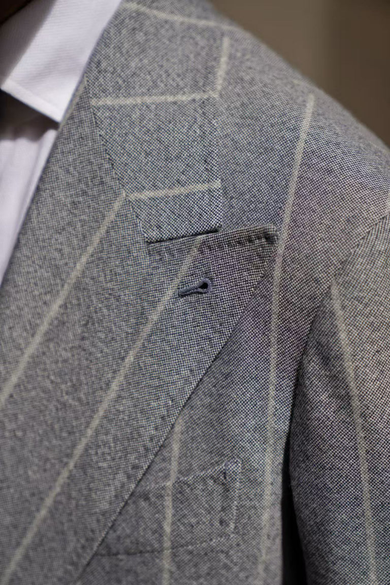 MTO Steel Blue Stripe Flannel Suit #374