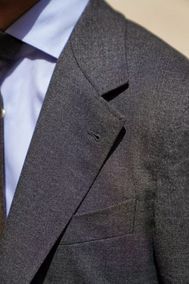 MTO Dark Grey Sharkskin Suit #417