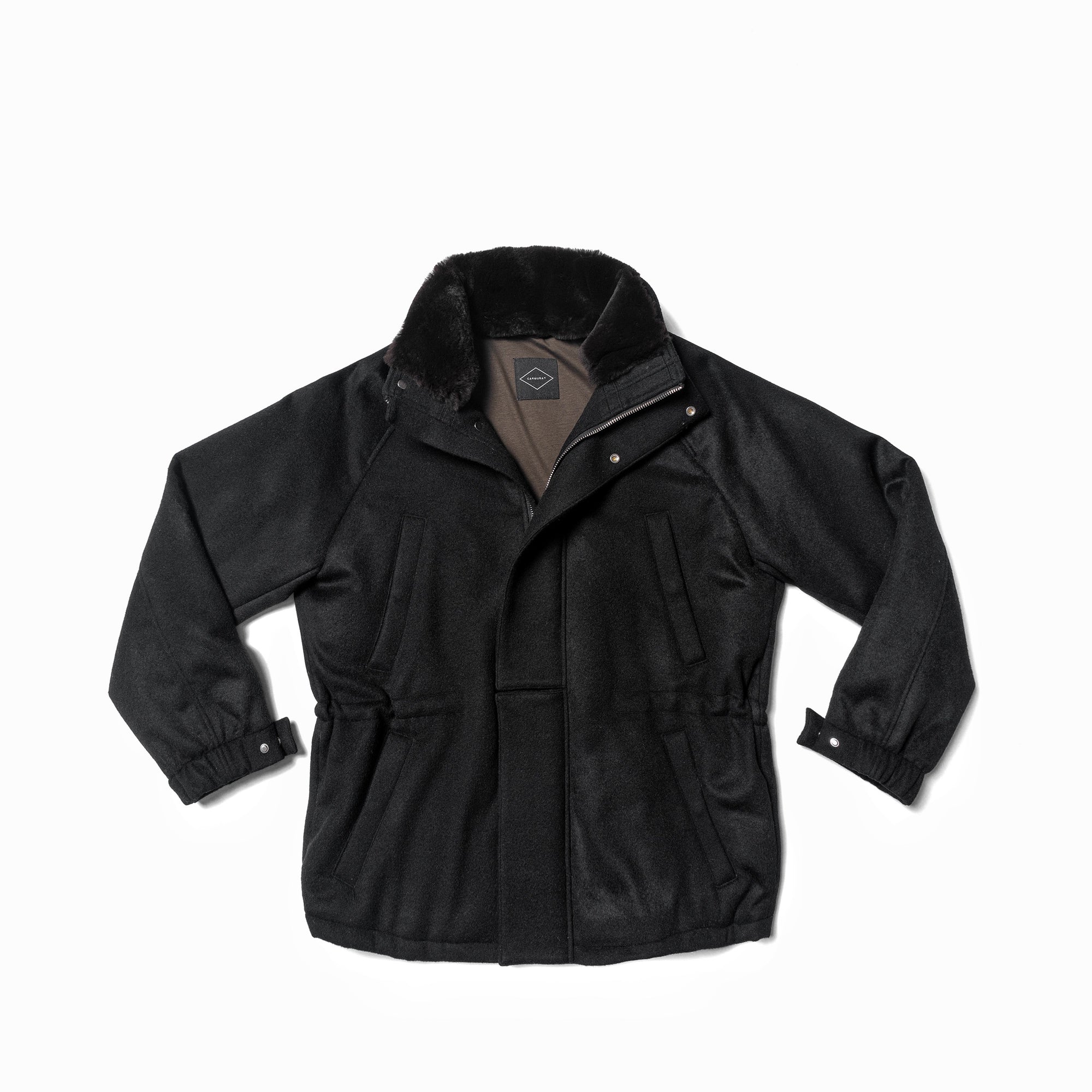 Black Wool Cashmere Down Ski Jacket #165