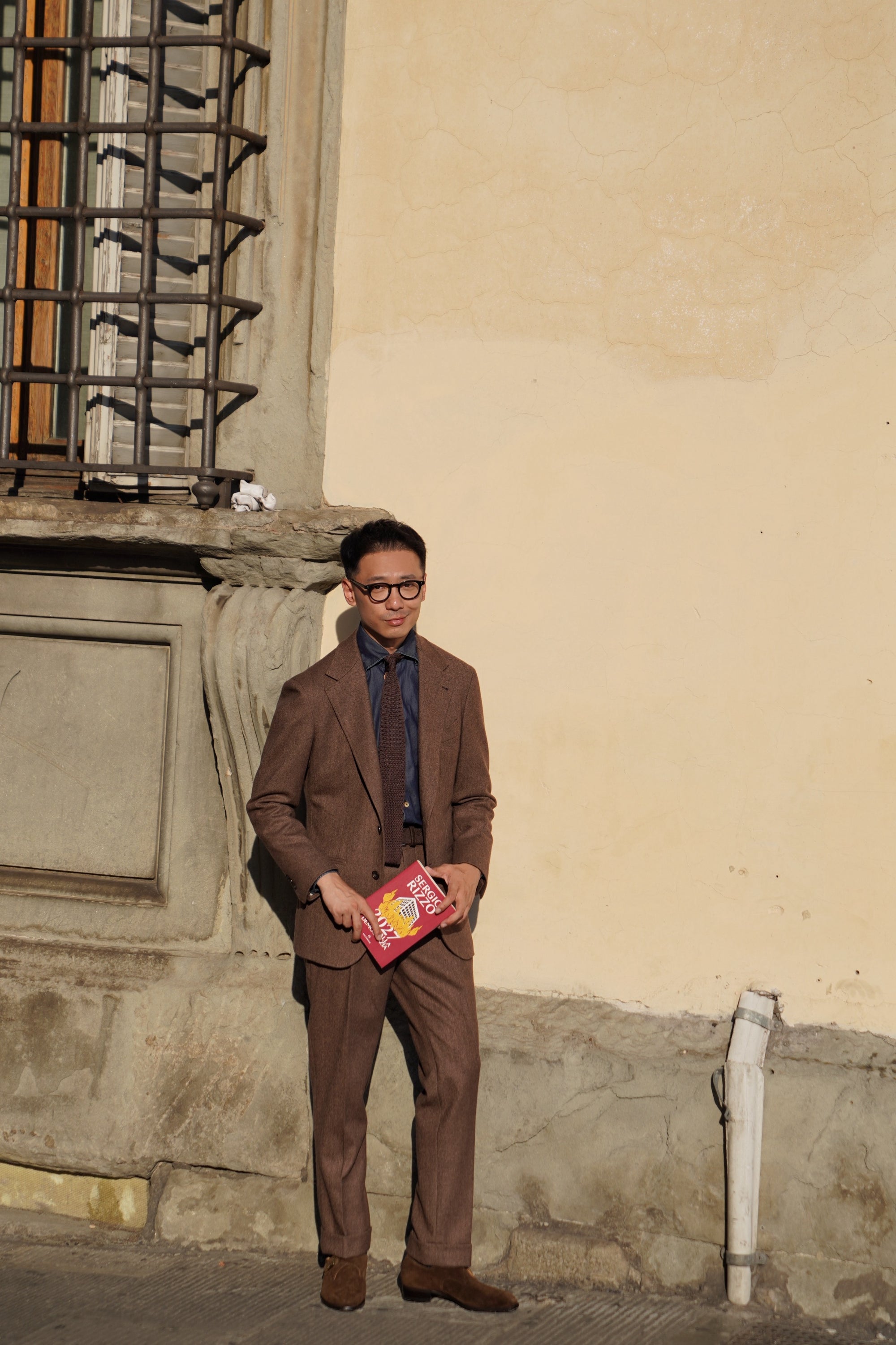 MTO Ochre Herringbone Flannel Suit #660