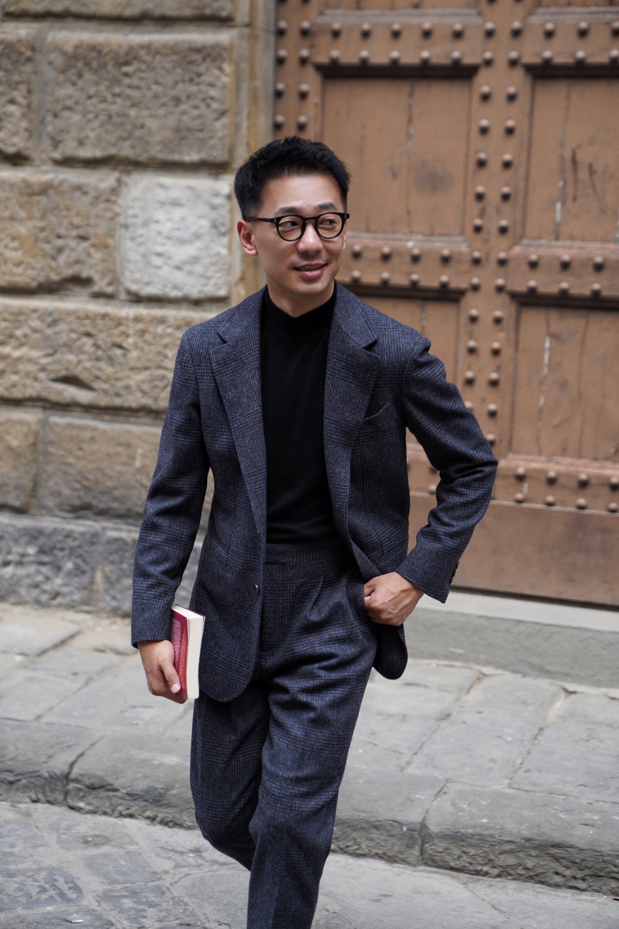 MTO Steel Blue Glen Check Flannel Suit #659