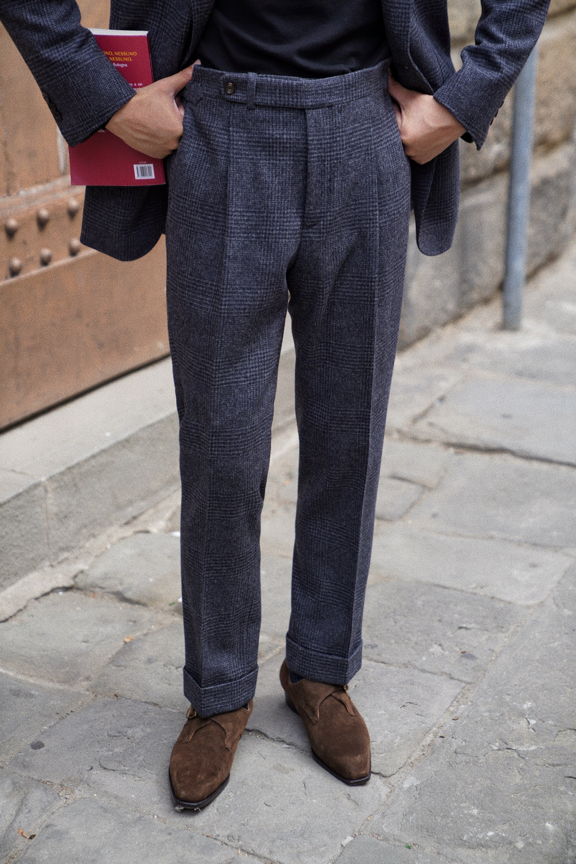MTO Steel Blue Glen Check Flannel Suit #659