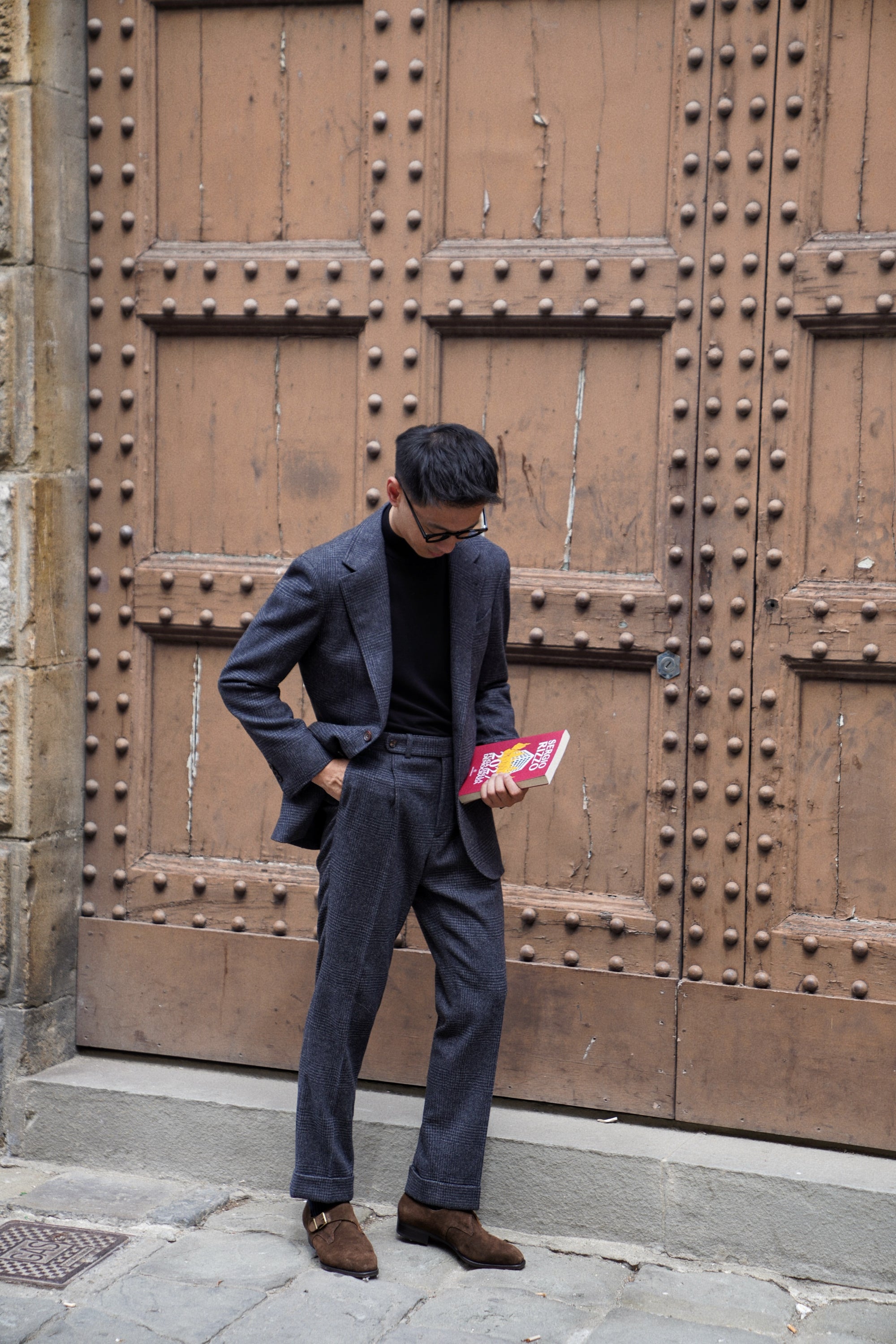 MTO Steel Blue Glen Check Flannel Suit #659