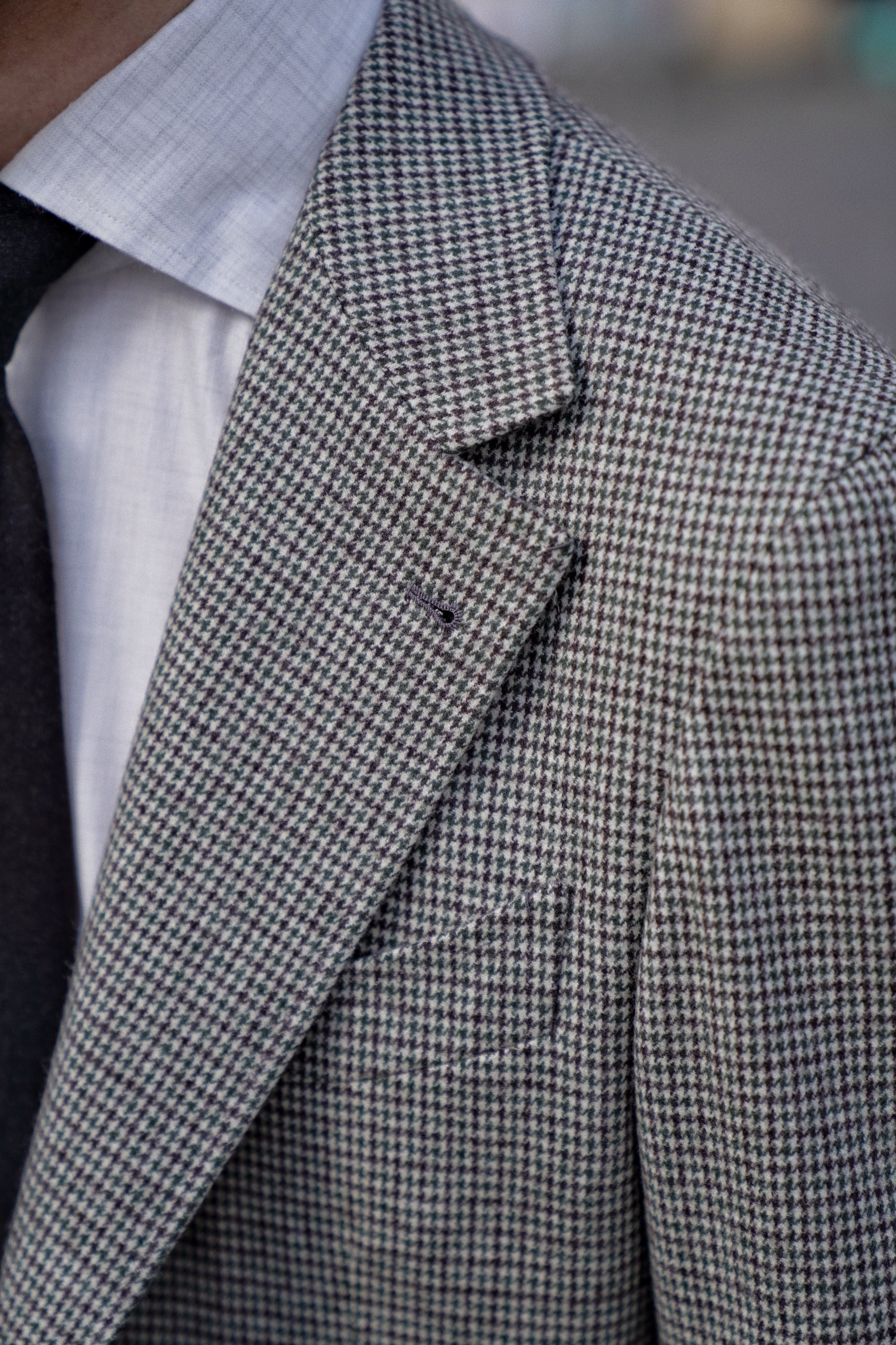 MTO Cream Green Houndstooth Flannel Jacket #632