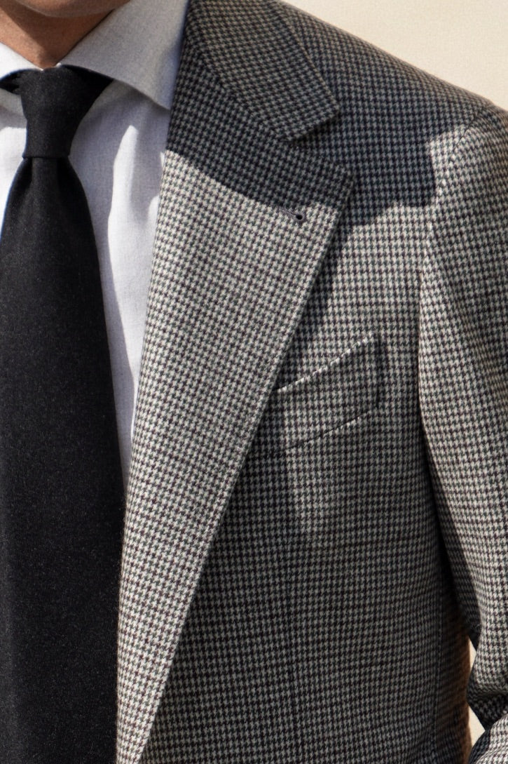 MTO Cream Green Houndstooth Flannel Jacket #632