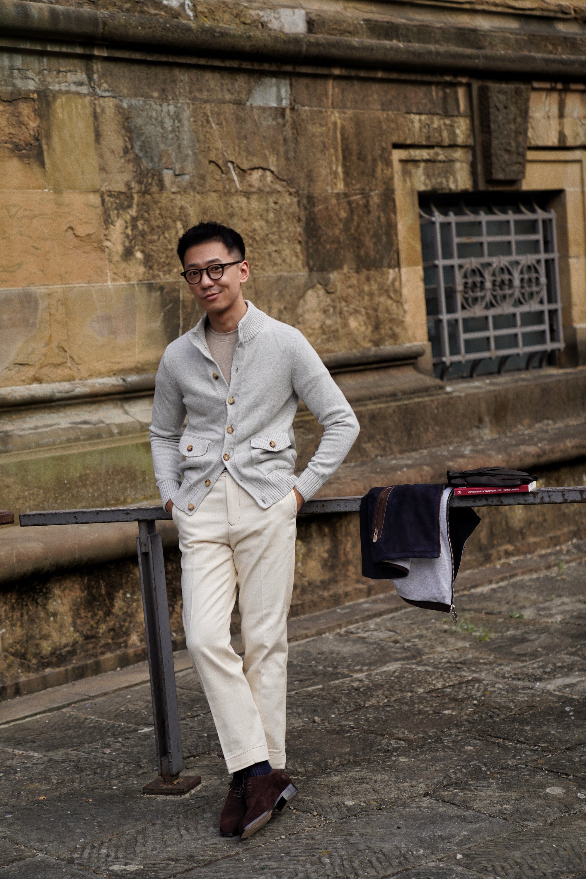 Chalk White Knitted A1 Jacket