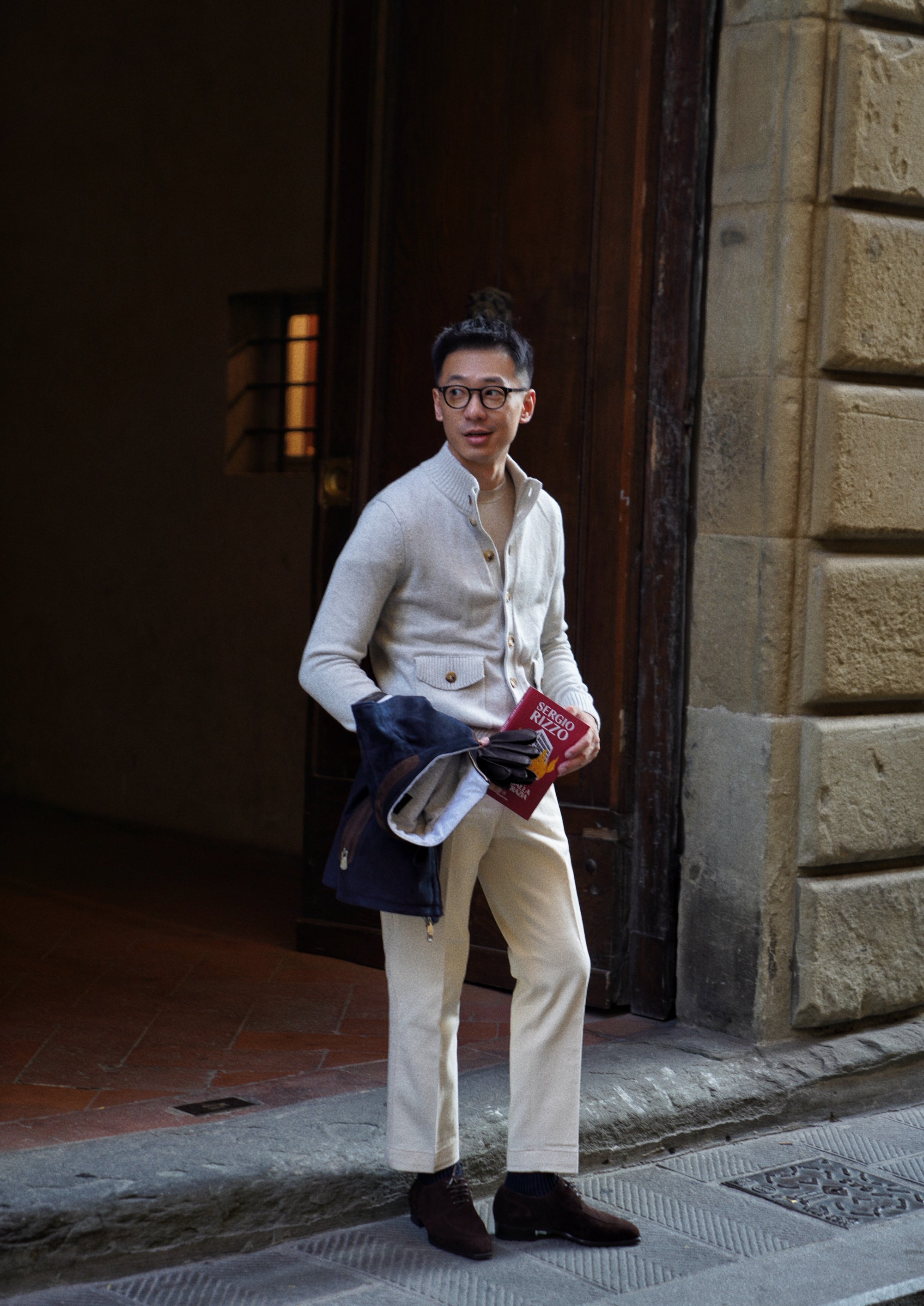 Chalk Knitted Cotton Wool A1 Jacket