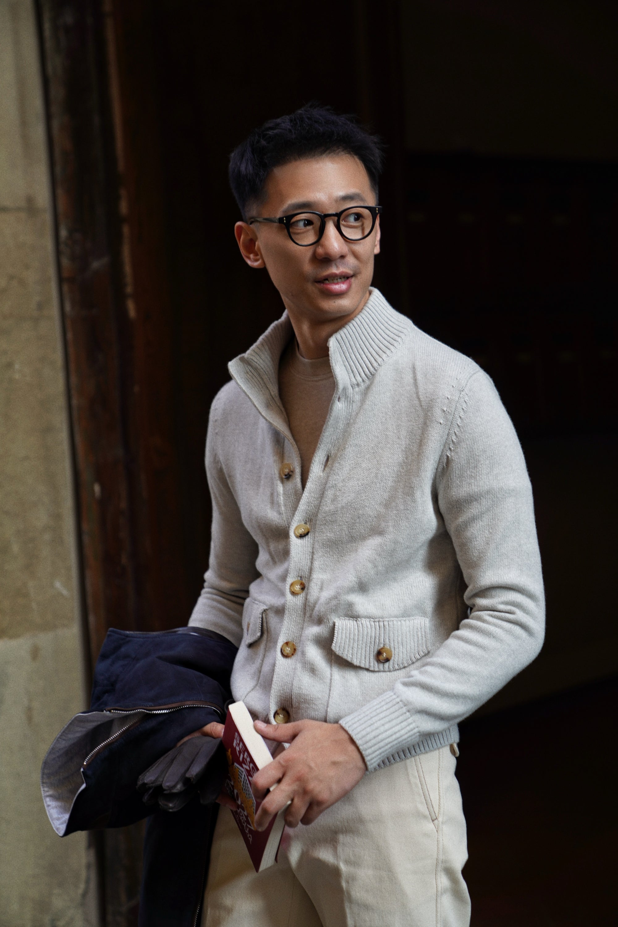 Chalk Knitted Cotton Wool A1 Jacket