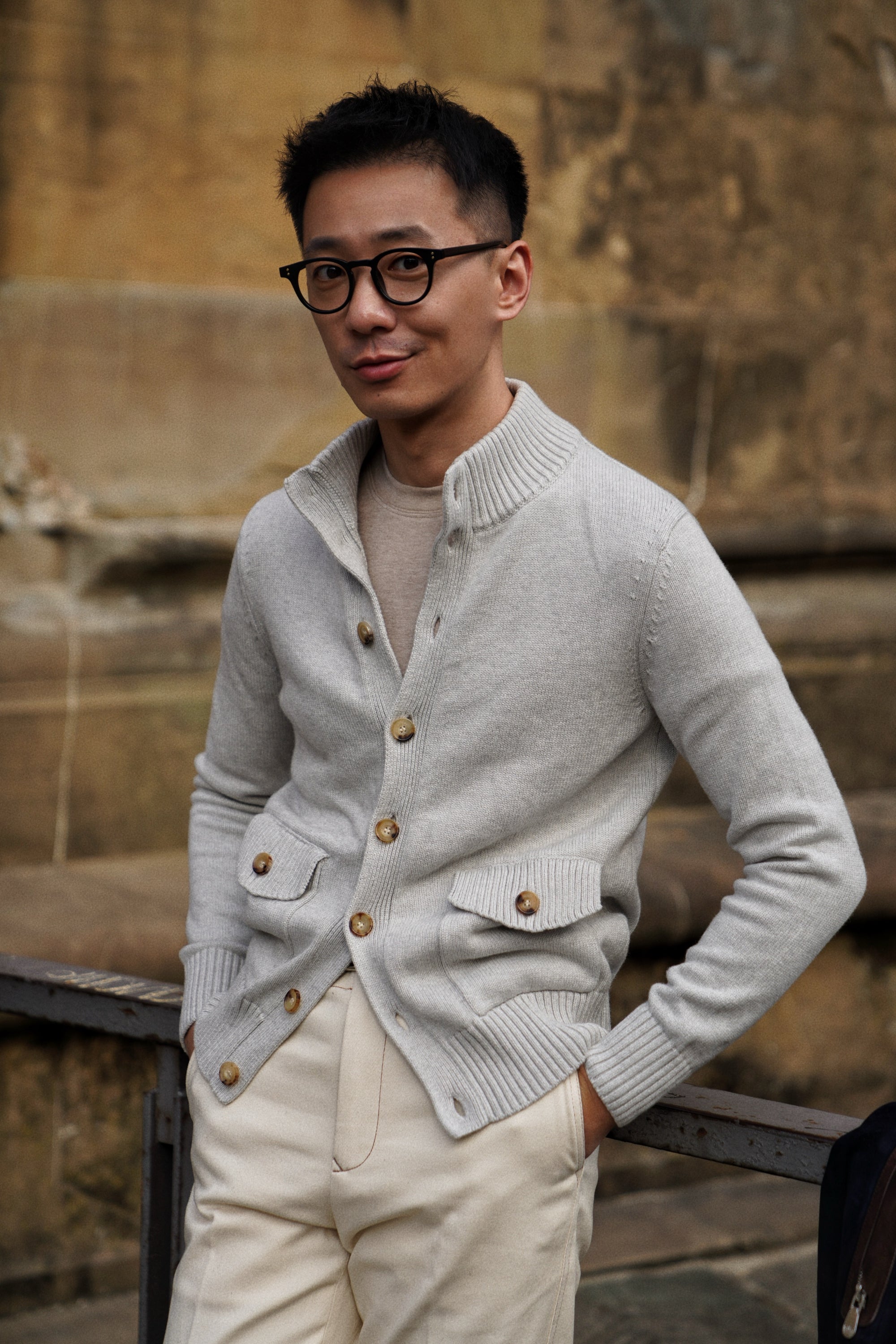 Chalk Knitted Cotton Wool A1 Jacket