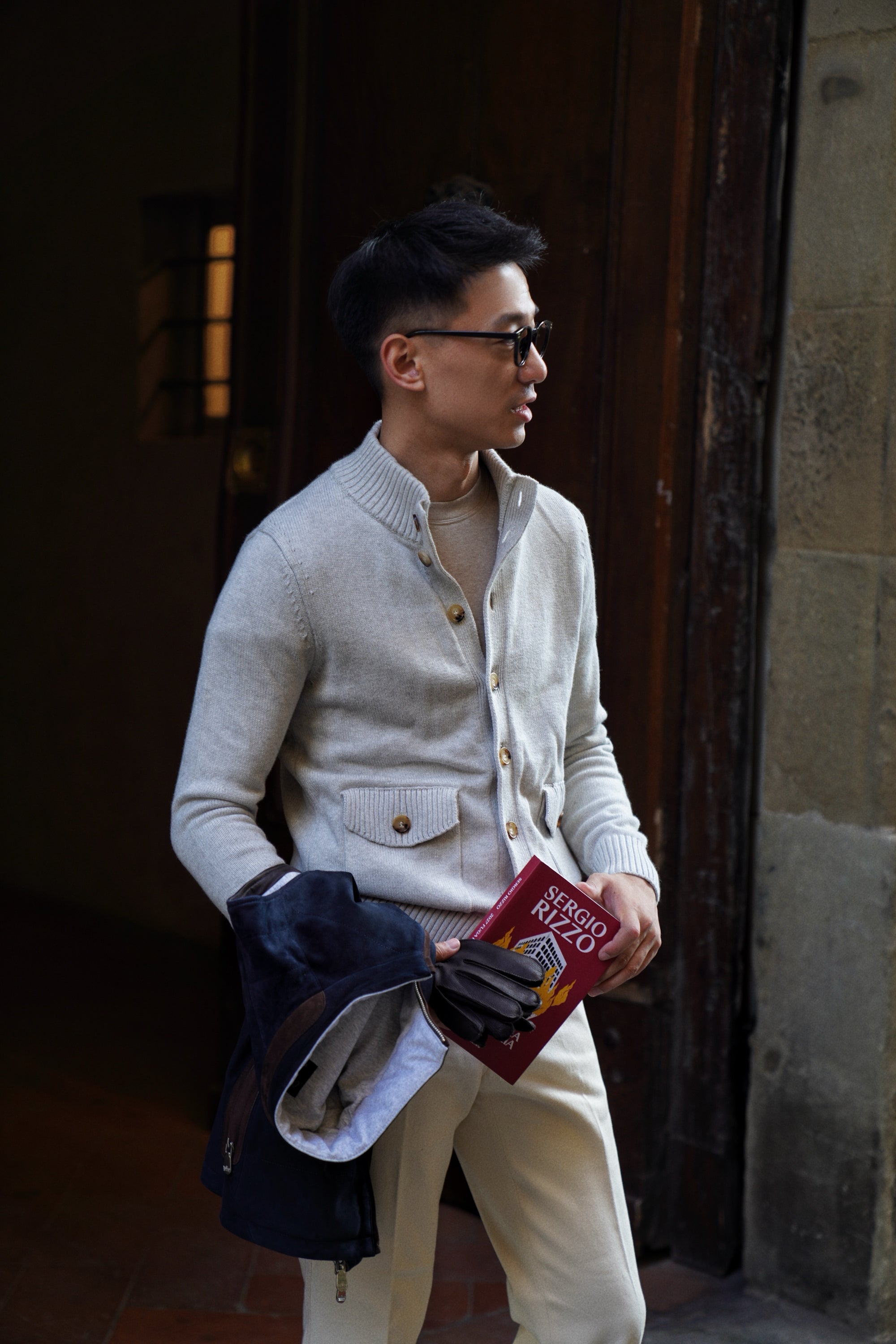 Chalk Knitted Cotton Wool A1 Jacket