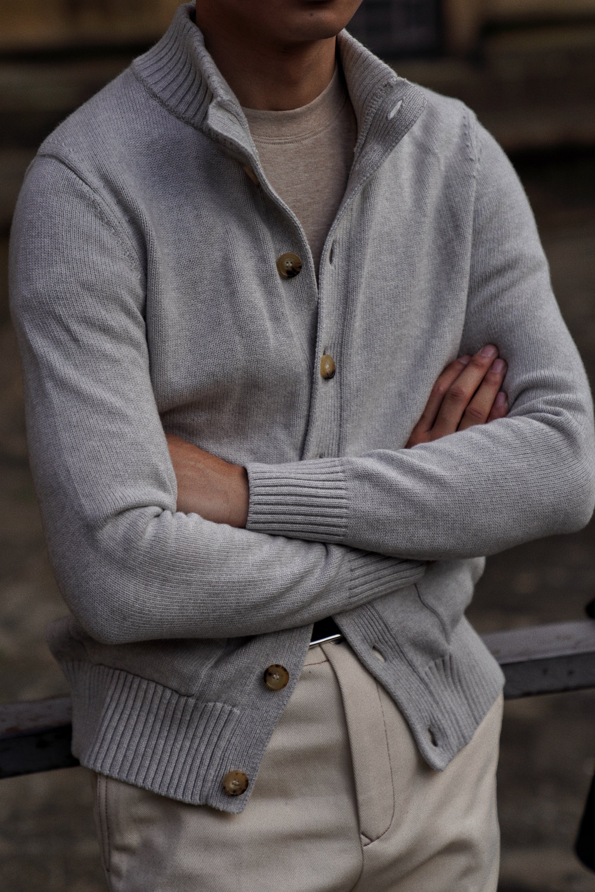 Chalk Knitted Cotton Wool A1 Jacket