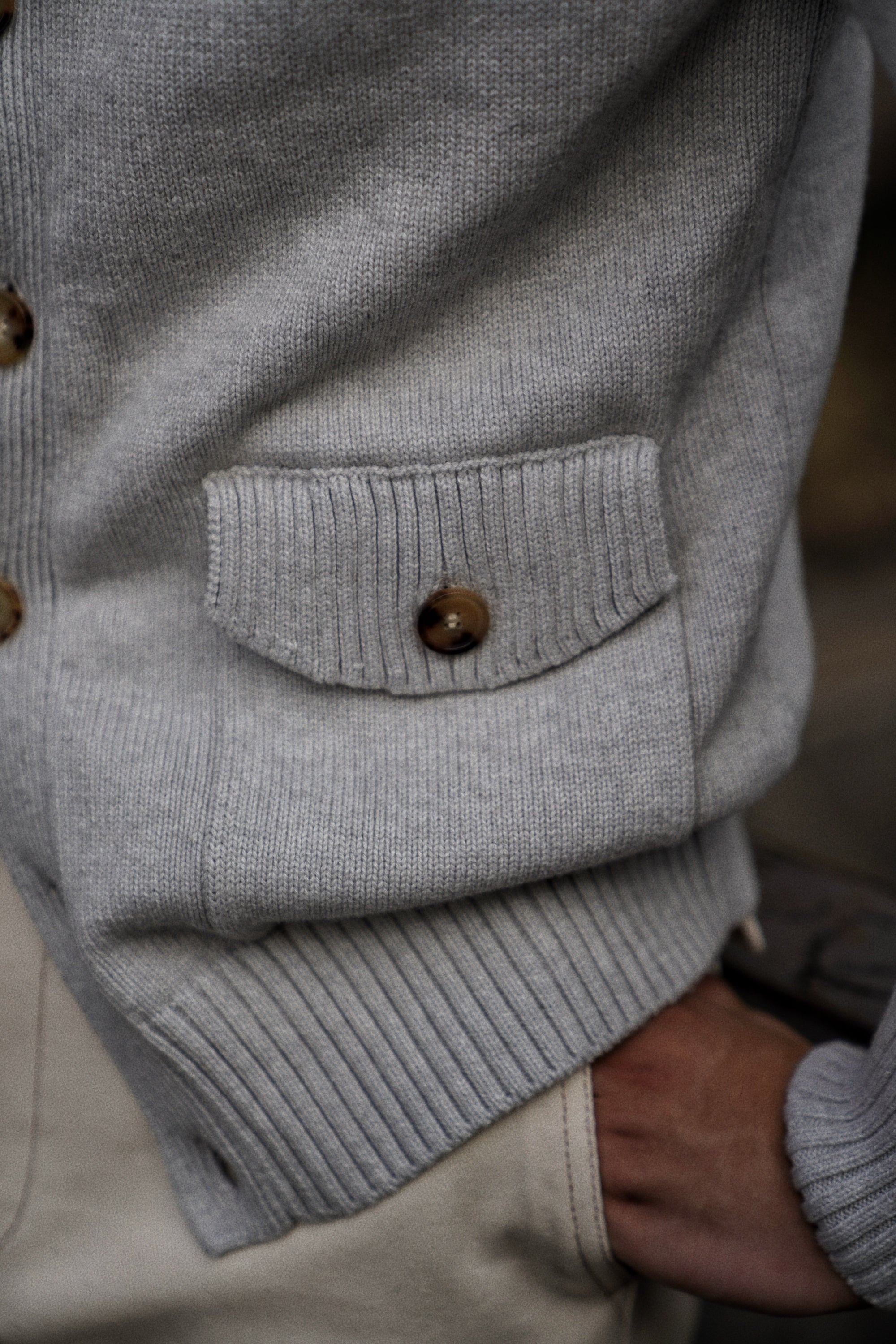 Chalk Knitted Cotton Wool A1 Jacket