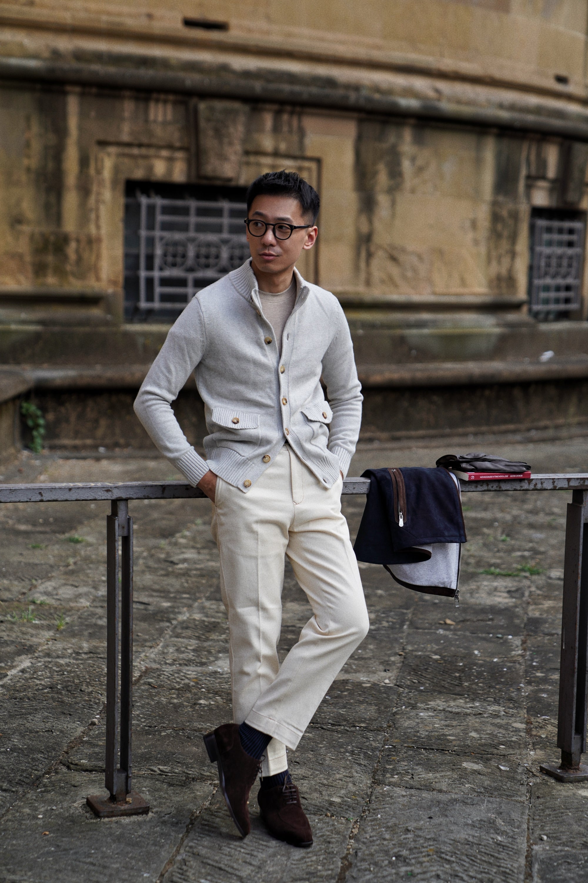 Chalk White Knitted A1 Jacket