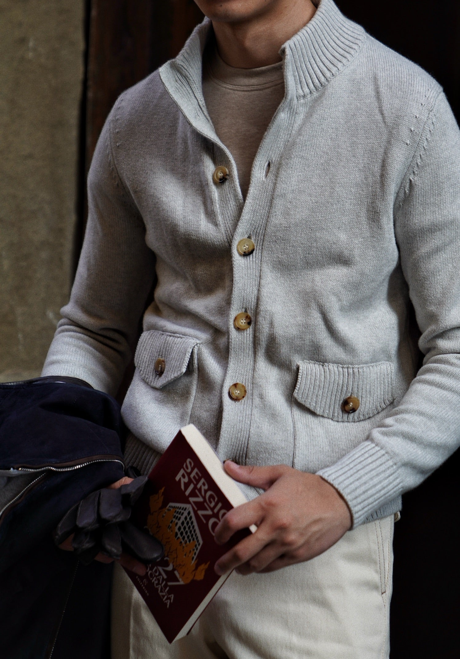Chalk Knitted Cotton Wool A1 Jacket