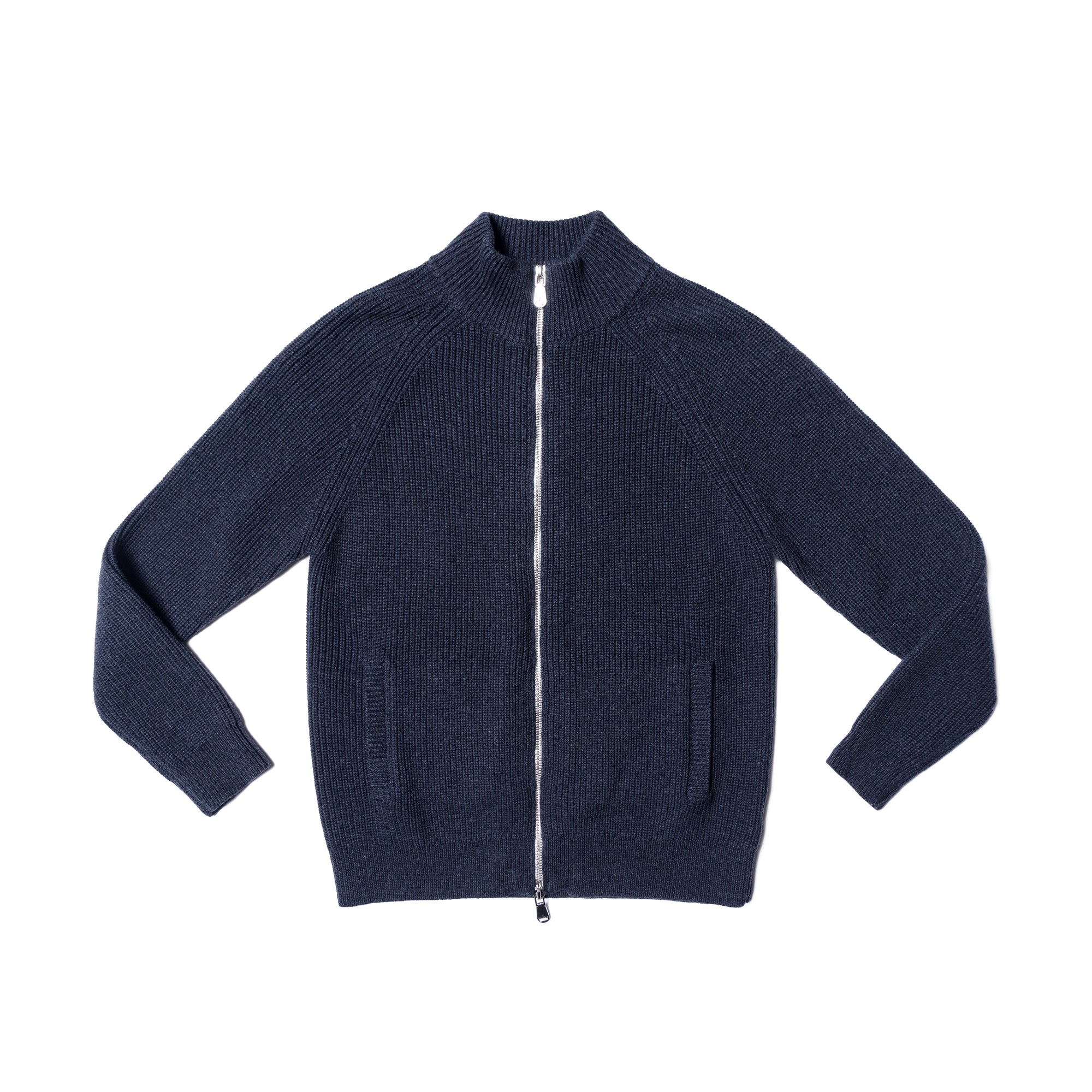 Navy Knitted Zip Cardigan