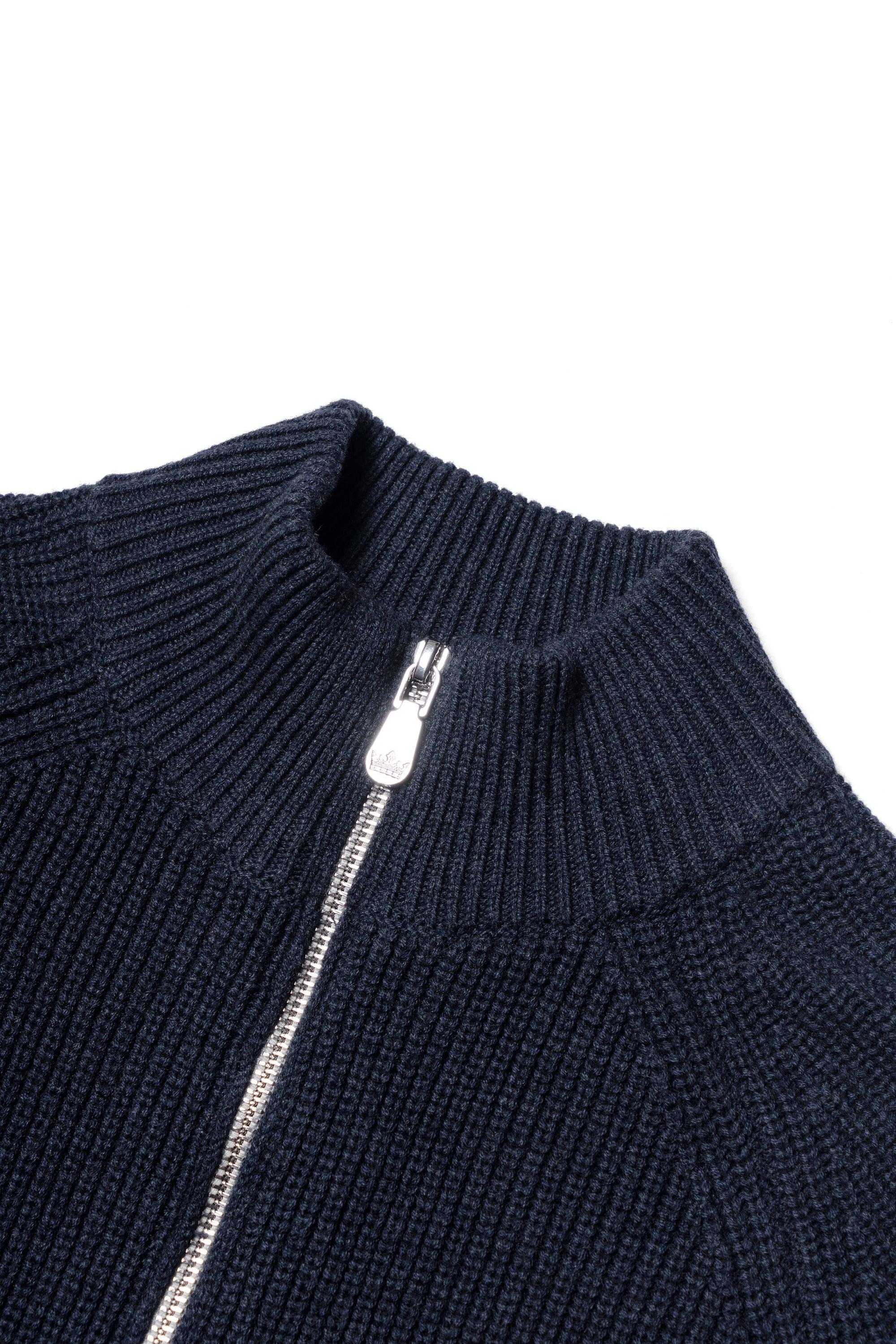 Navy Knitted Zip Cardigan