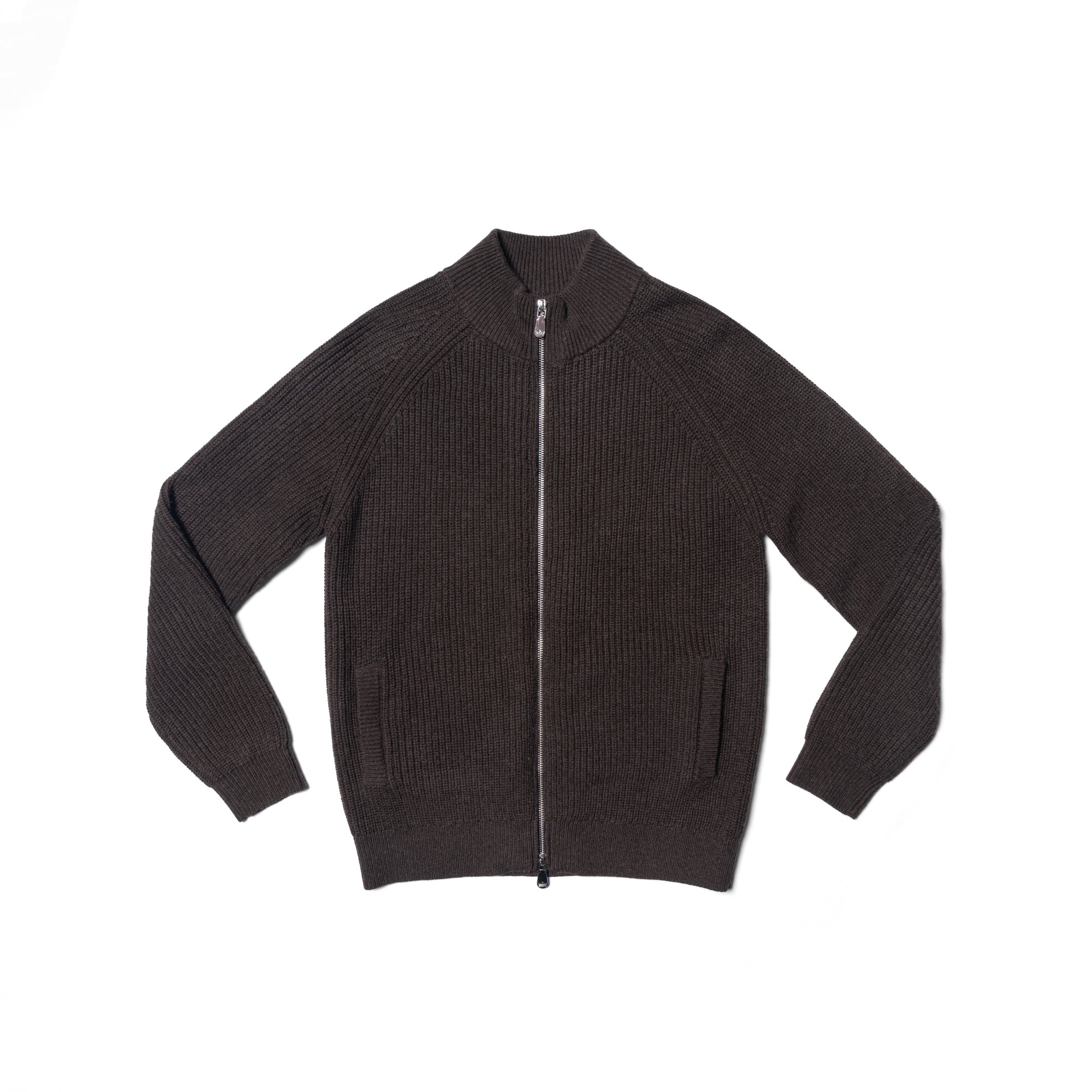 Taupe Knitted Zip Cardigan
