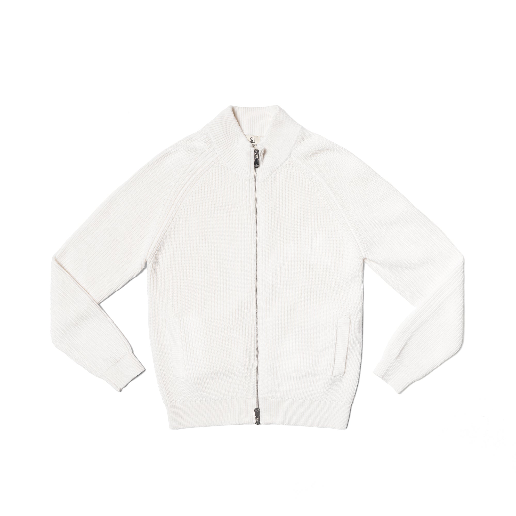 White Knitted Zip Cardigan