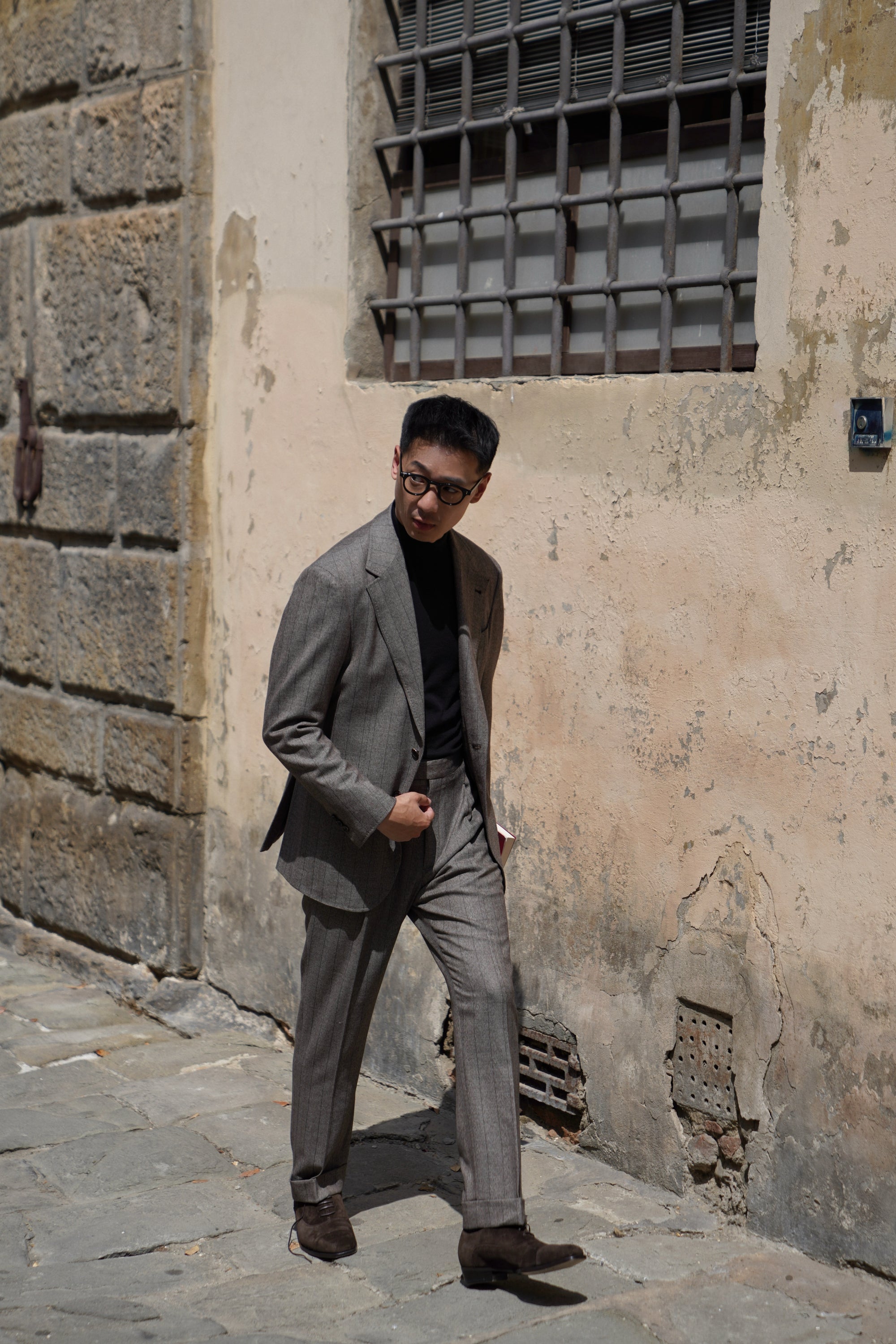 MTO Brown Herringbone Flannel Suit #372