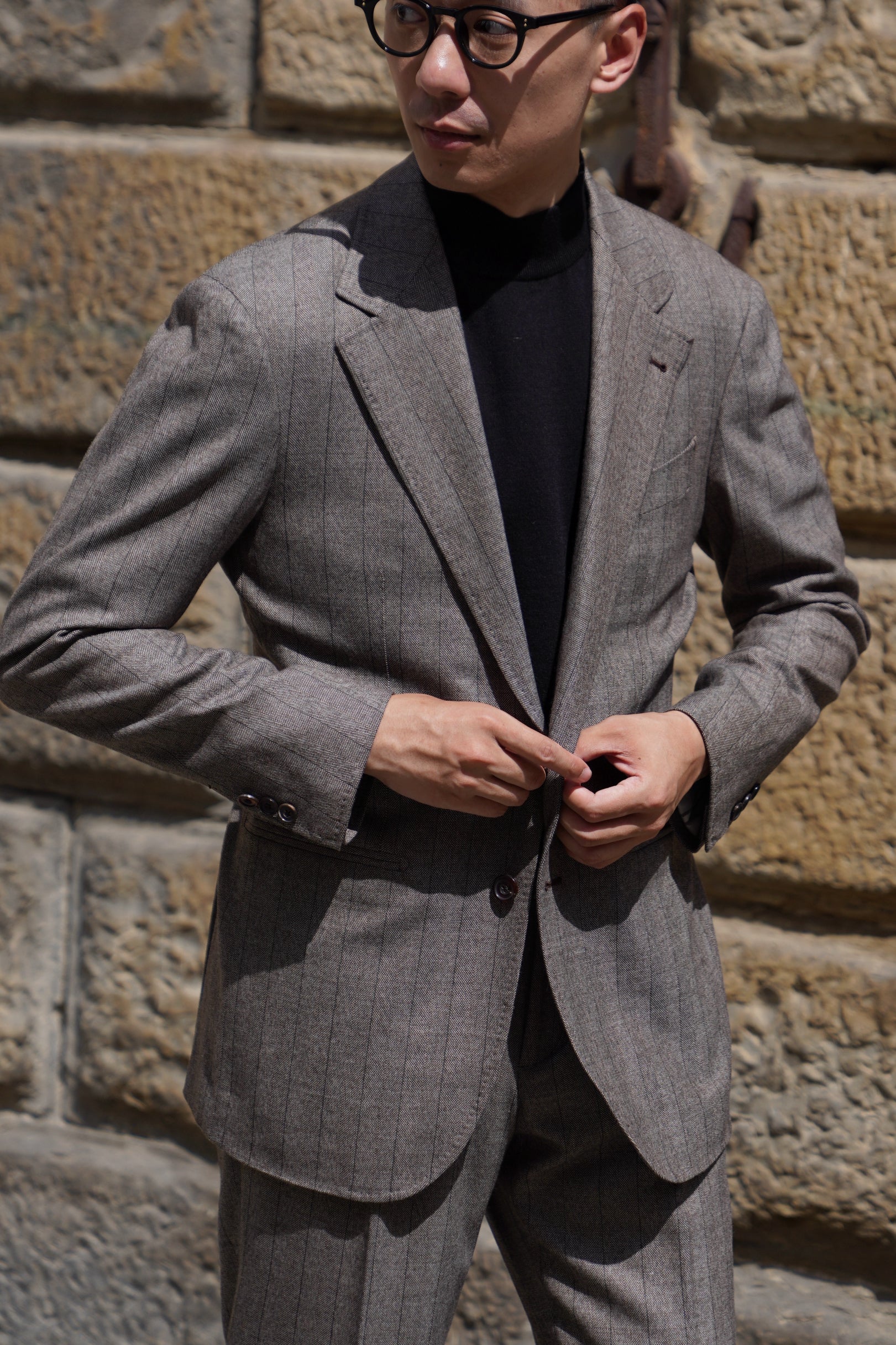 MTO Brown Herringbone Flannel Suit #372