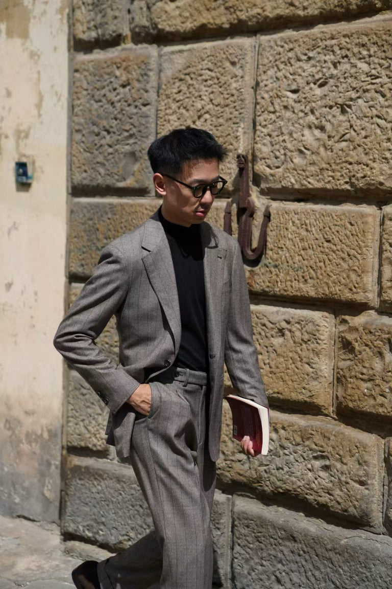 MTO Brown Herringbone Flannel Suit #372