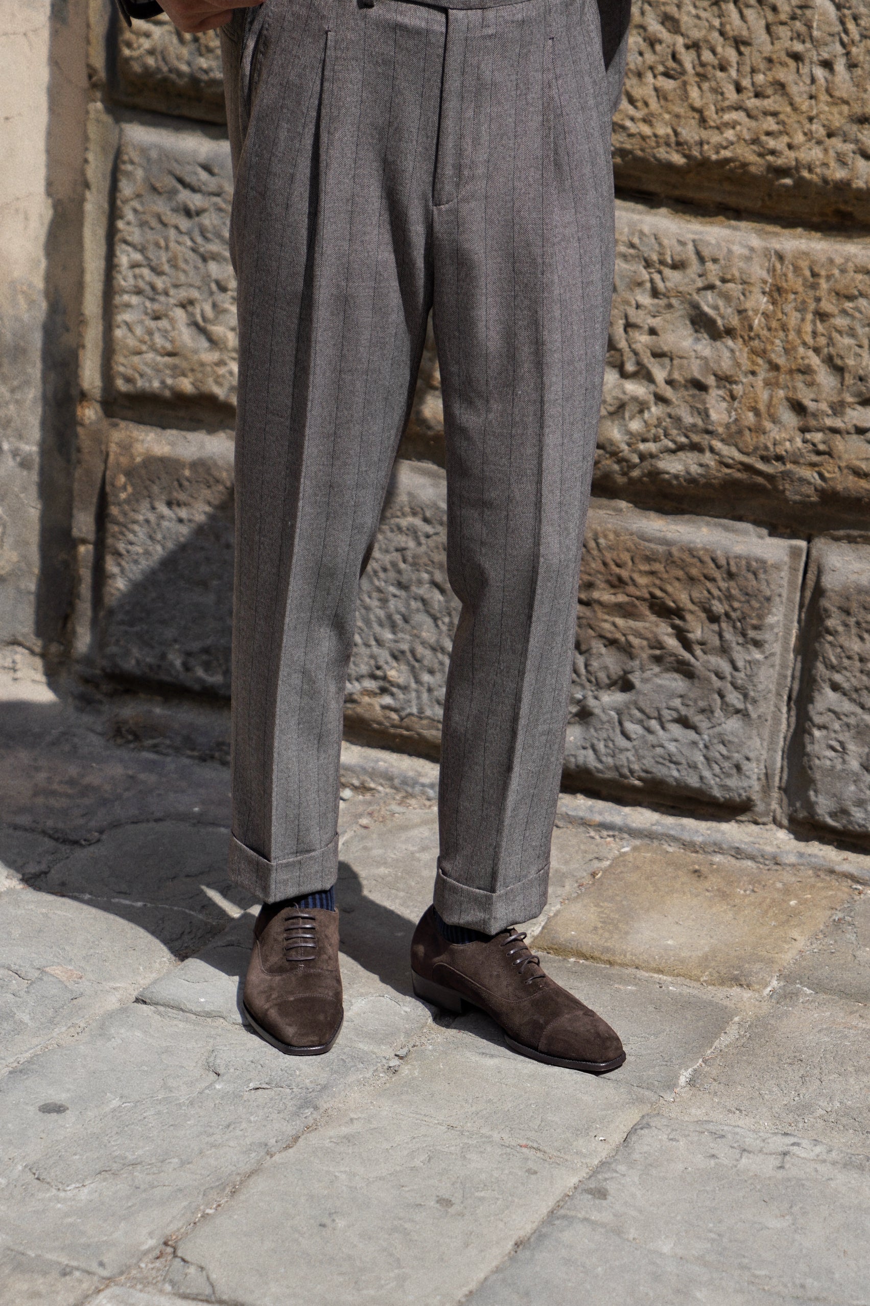 MTO Brown Herringbone Flannel Suit #372