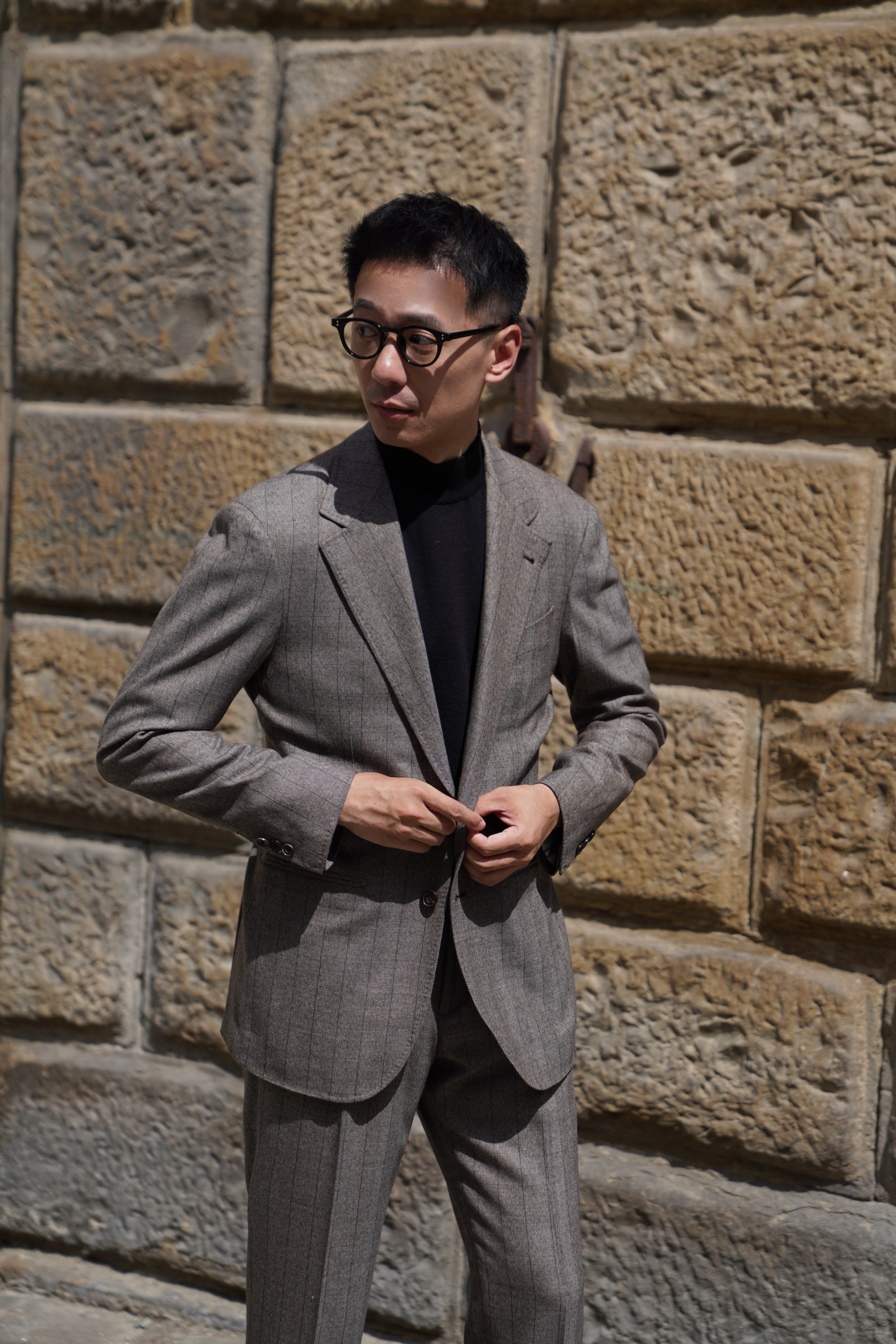 MTO Brown Herringbone Flannel Suit #372