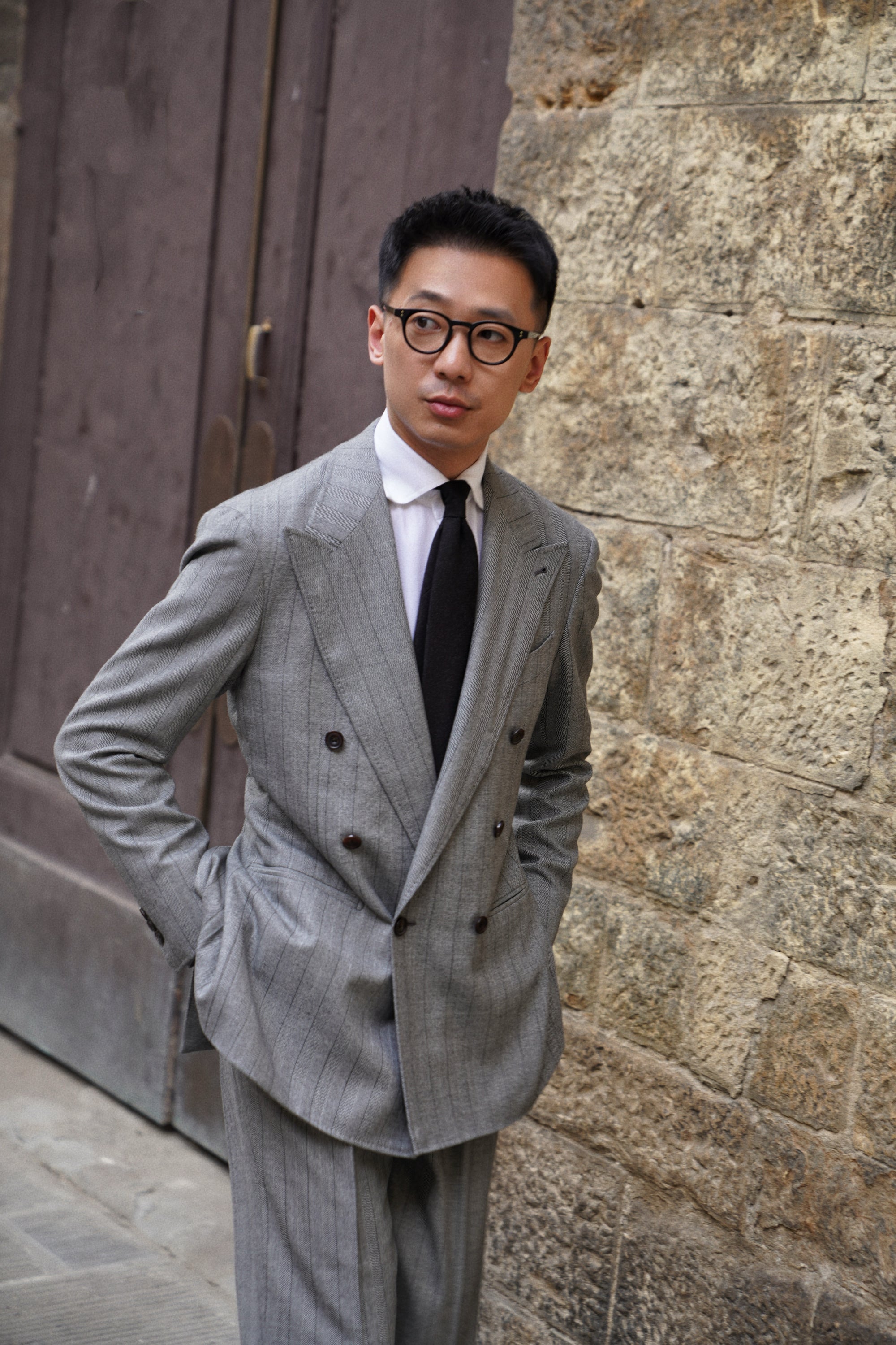 MTO Grey Herringbone Flannel Suit #370