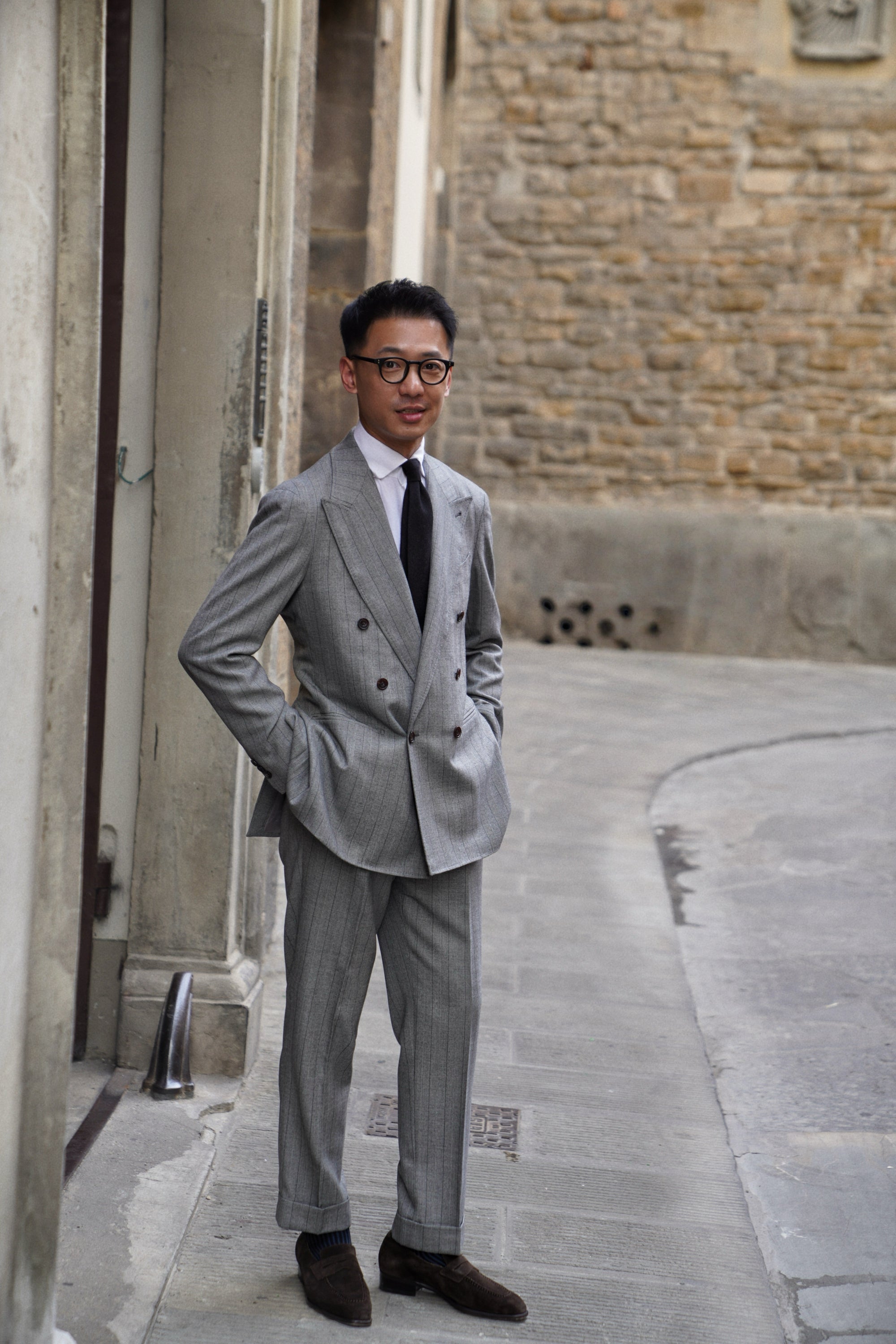 MTO Grey Herringbone Flannel Suit #370