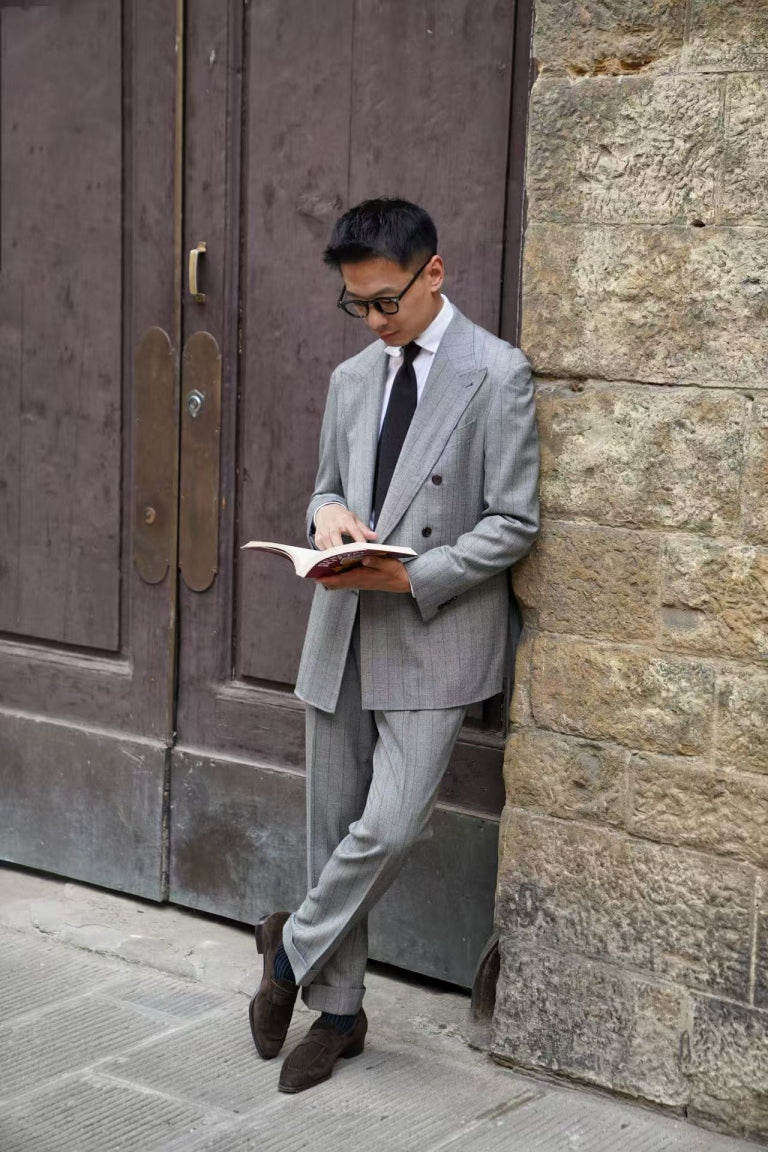 MTO Grey Herringbone Flannel Suit #370