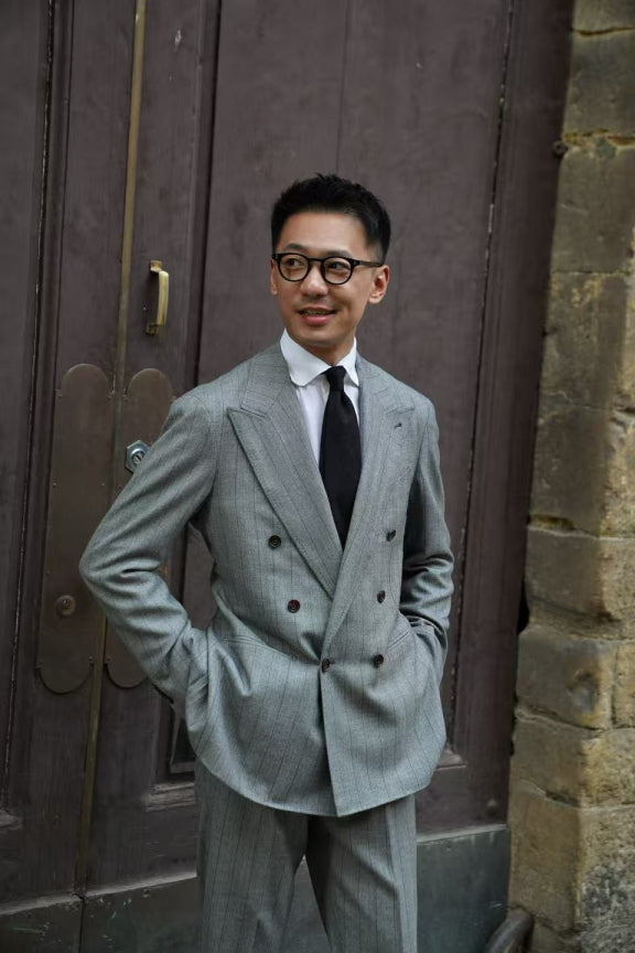 MTO Grey Herringbone Flannel Suit #370