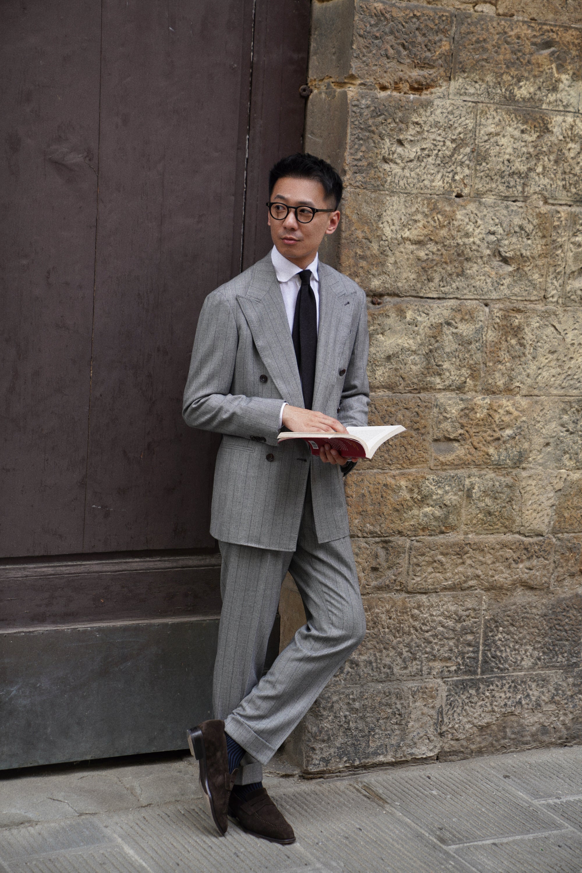 MTO Grey Herringbone Flannel Suit #370