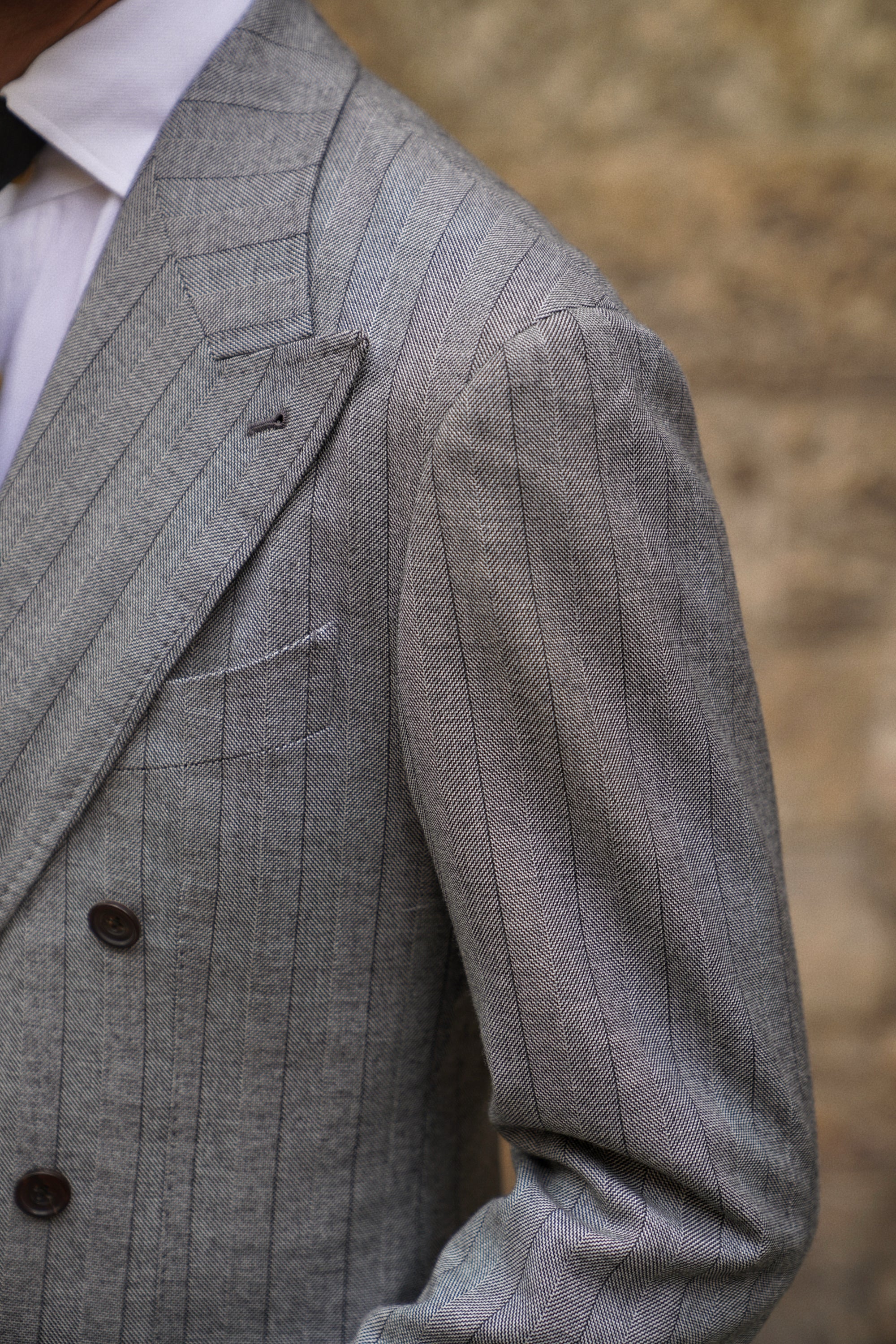MTO Grey Herringbone Flannel Suit #370