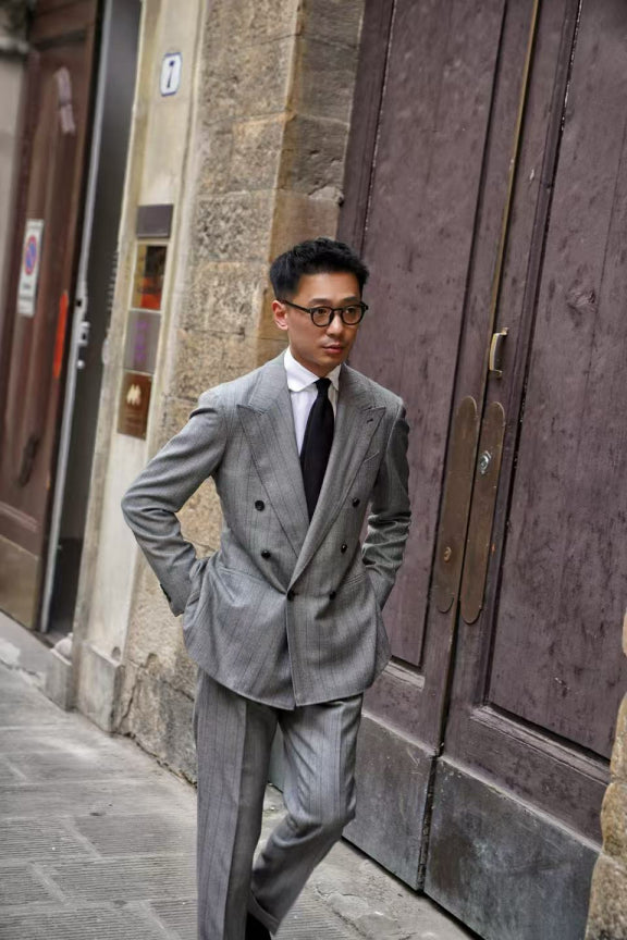 MTO Grey Herringbone Flannel Suit #370