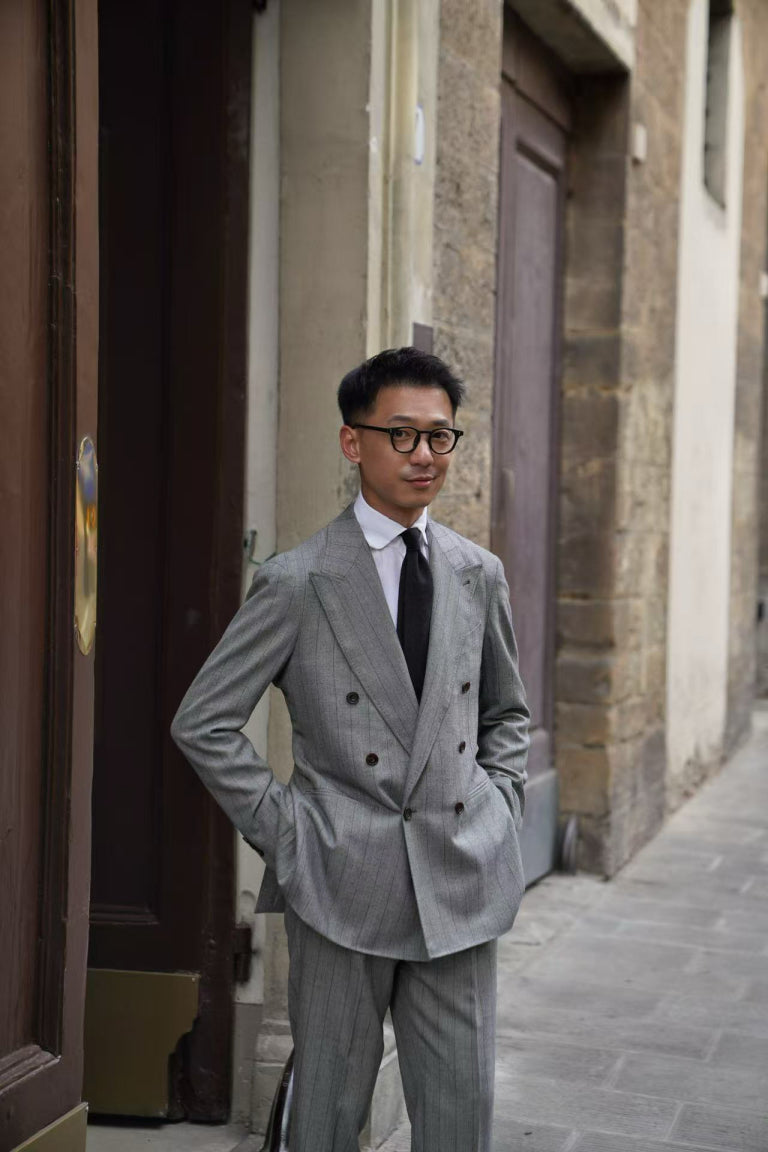 MTO Grey Herringbone Flannel Suit #370