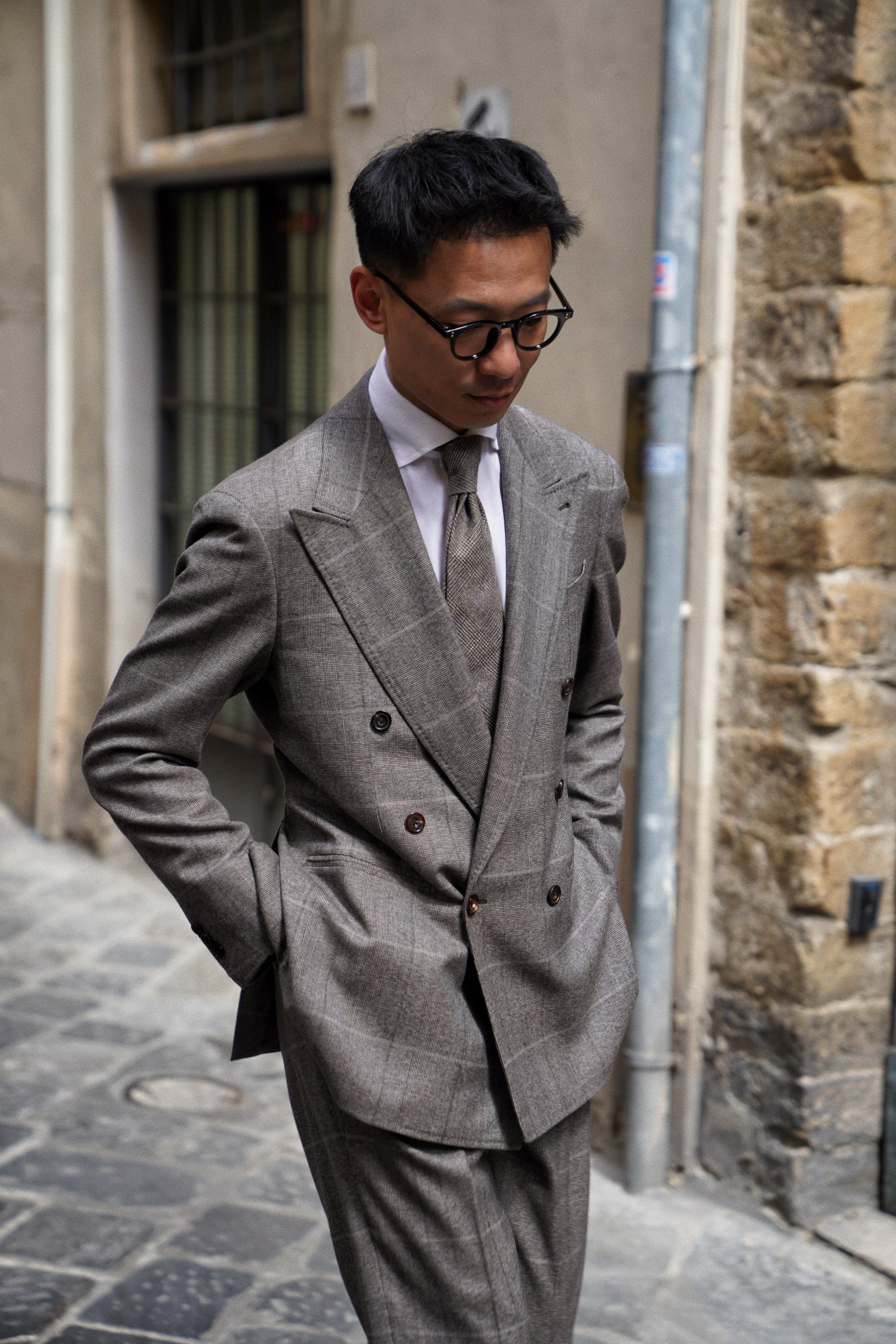 MTO Brown Glen Check Flannel Suit #373