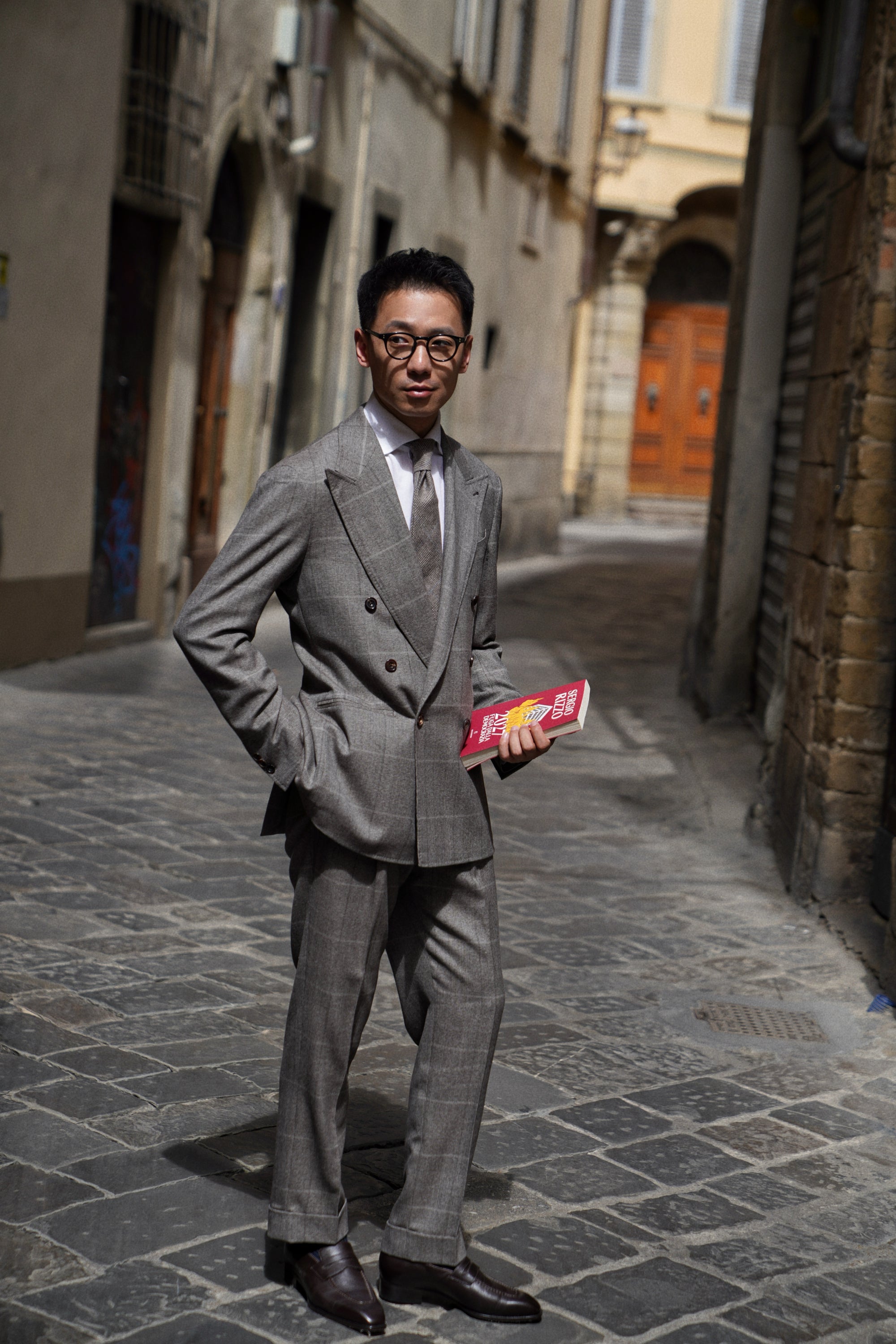 MTO Brown Glen Check Flannel Suit #373