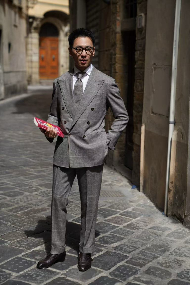 MTO Brown Glen Check Flannel Suit #373