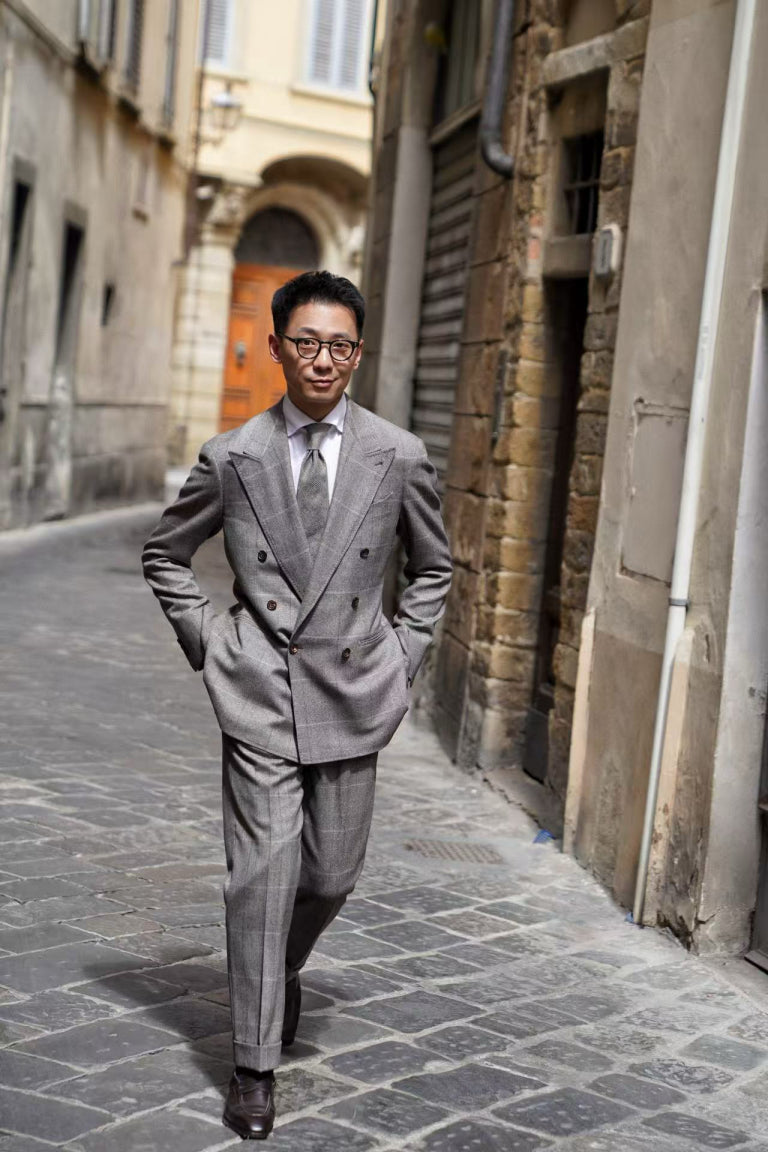 MTO Brown Glen Check Flannel Suit #373