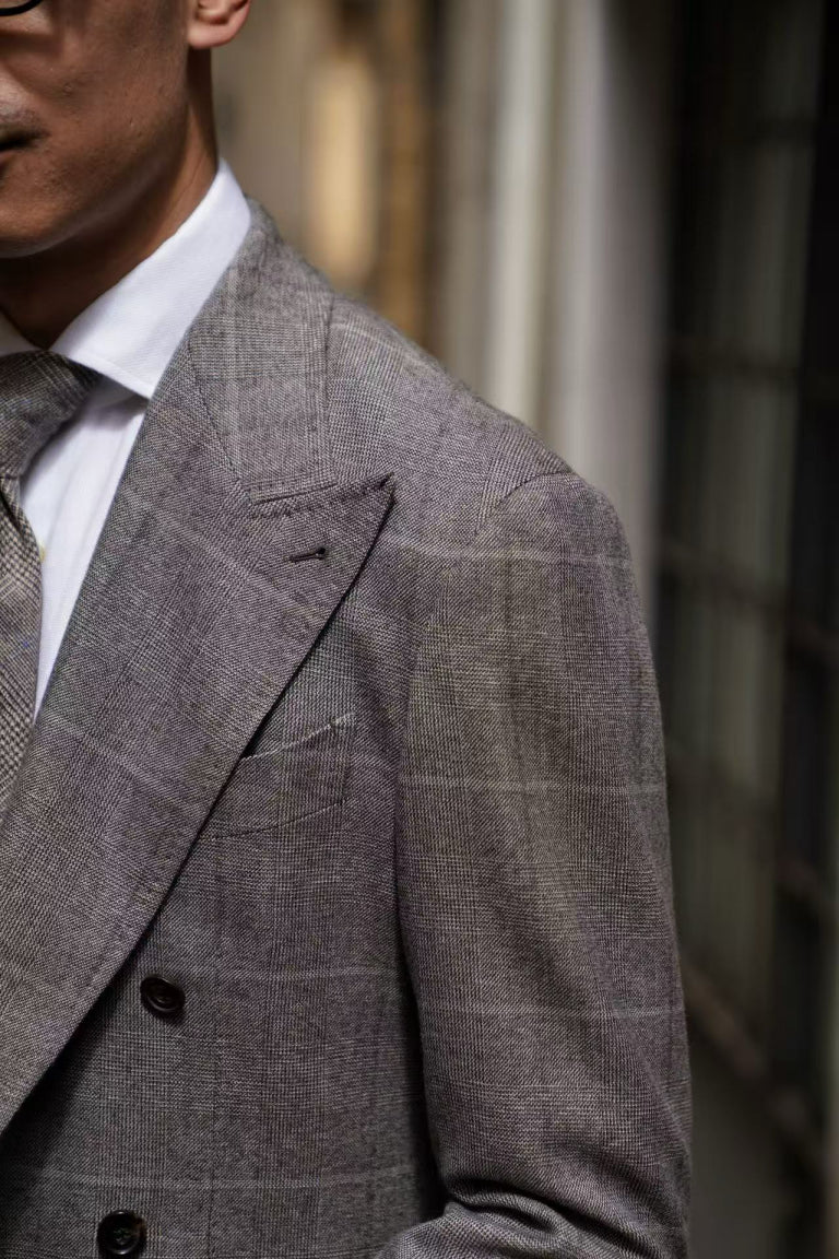 MTO Brown Glen Check Flannel Suit #373