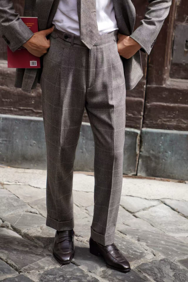 MTO Brown Glen Check Flannel Suit #373