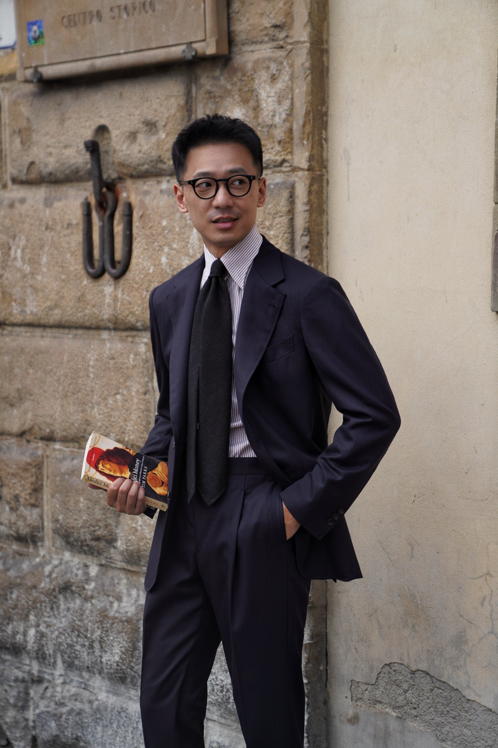 MTO Navy Herringbone Suit #418
