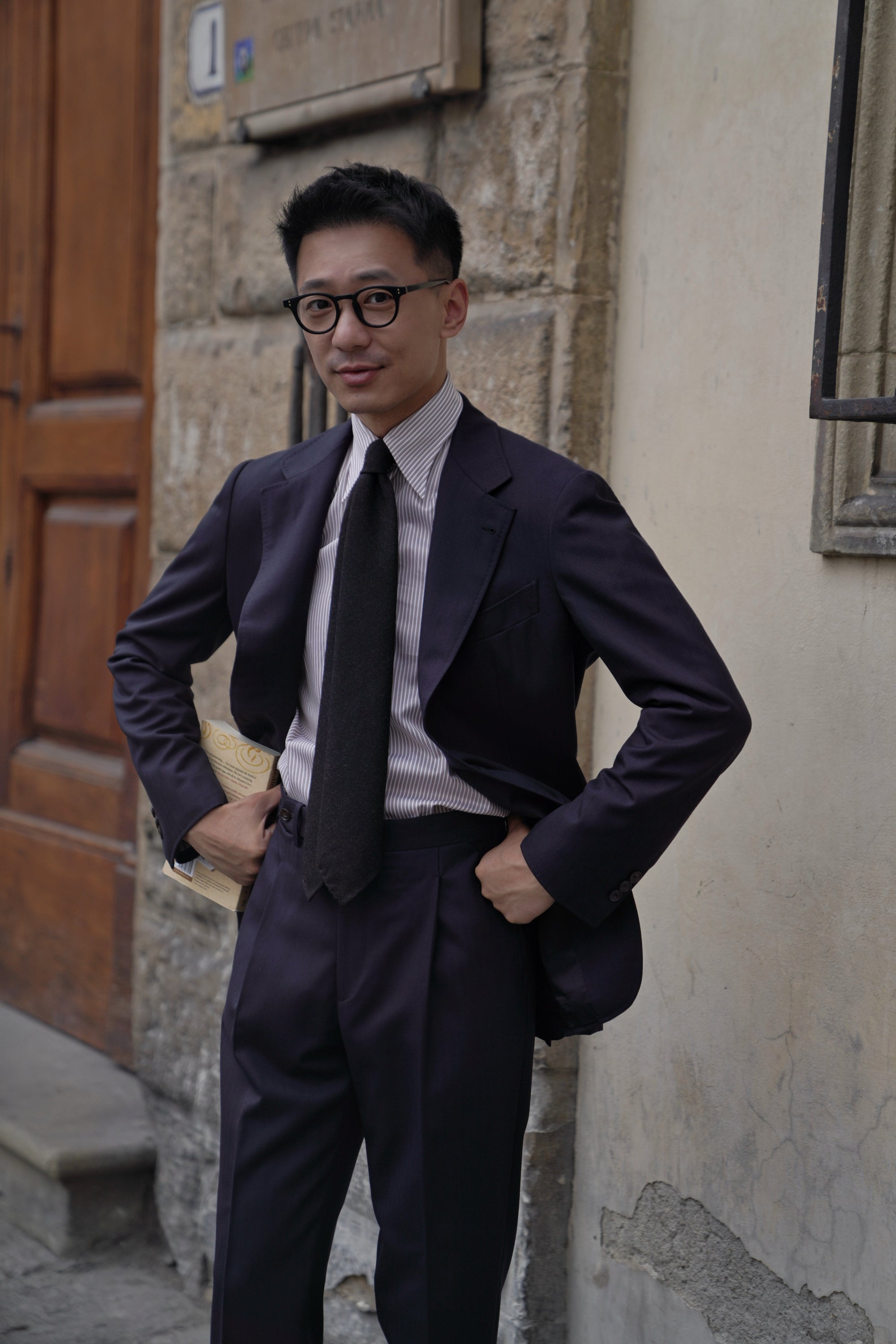 MTO Navy Herringbone Suit #418