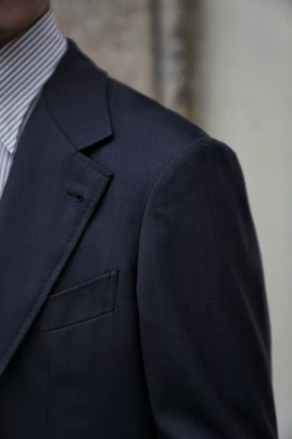 MTO Navy Herringbone Suit #418