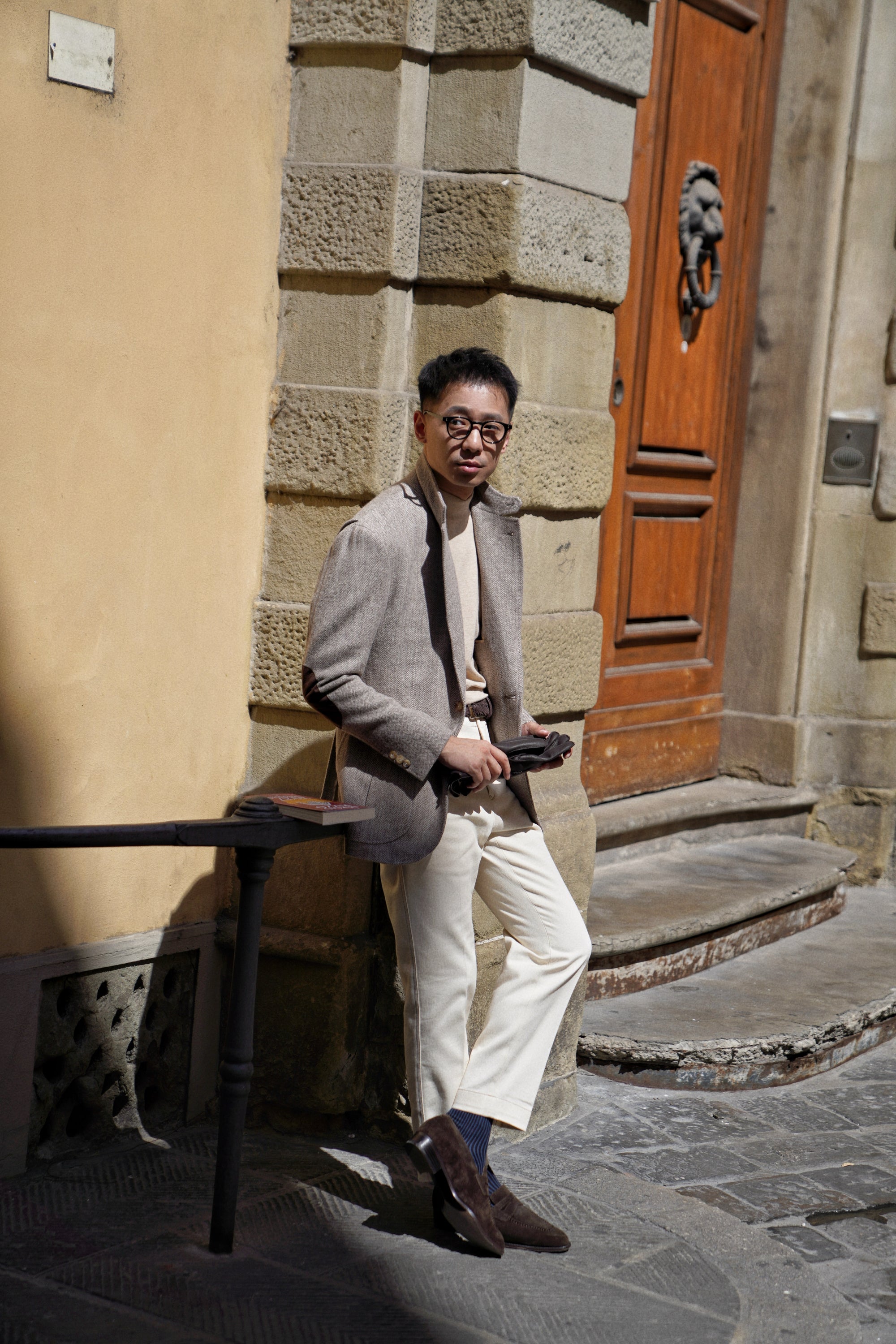 MTO Neutral Herringbone Linen Wool Tweed Jacket #487