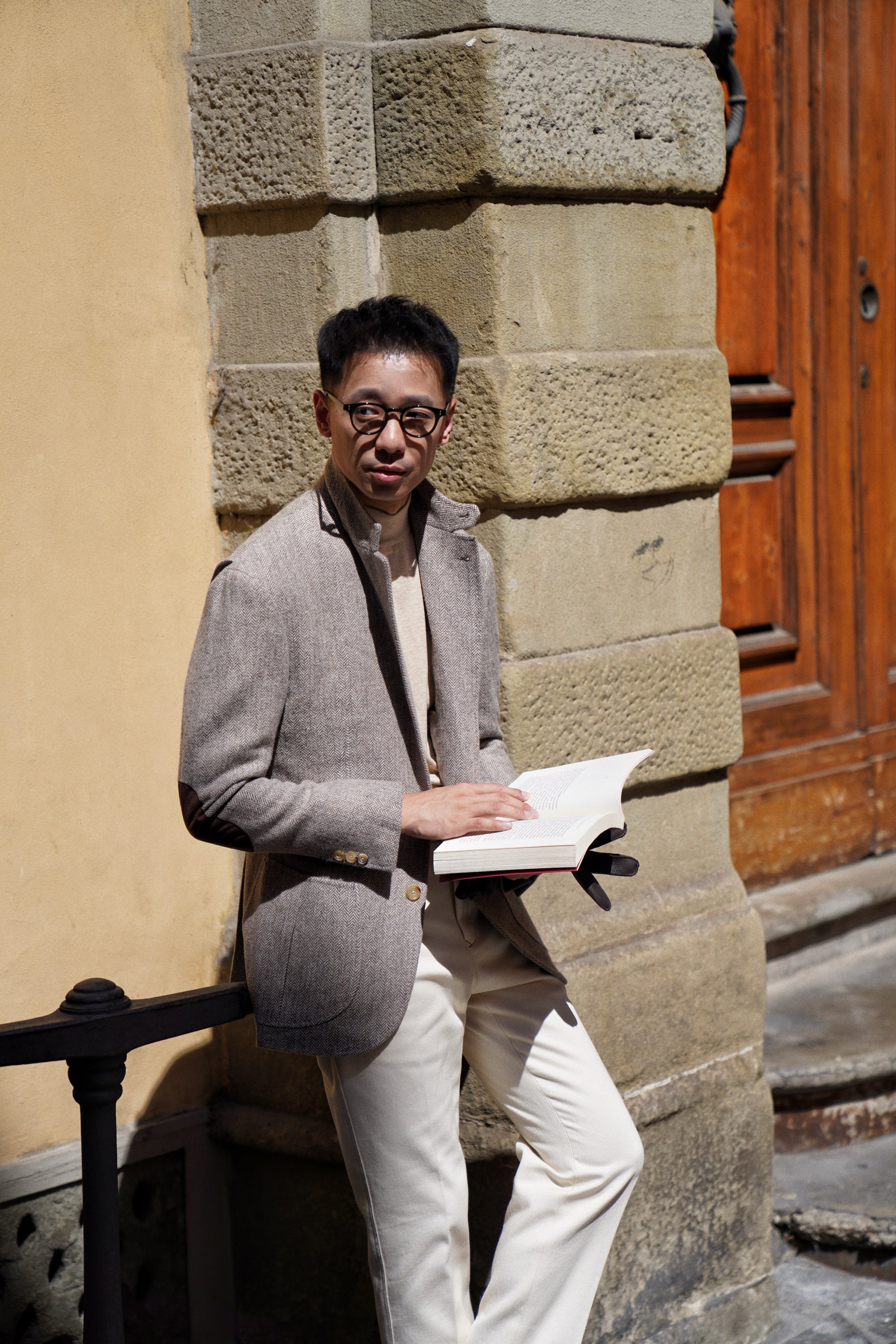 MTO Neutral Herringbone Linen Wool Tweed Jacket #487
