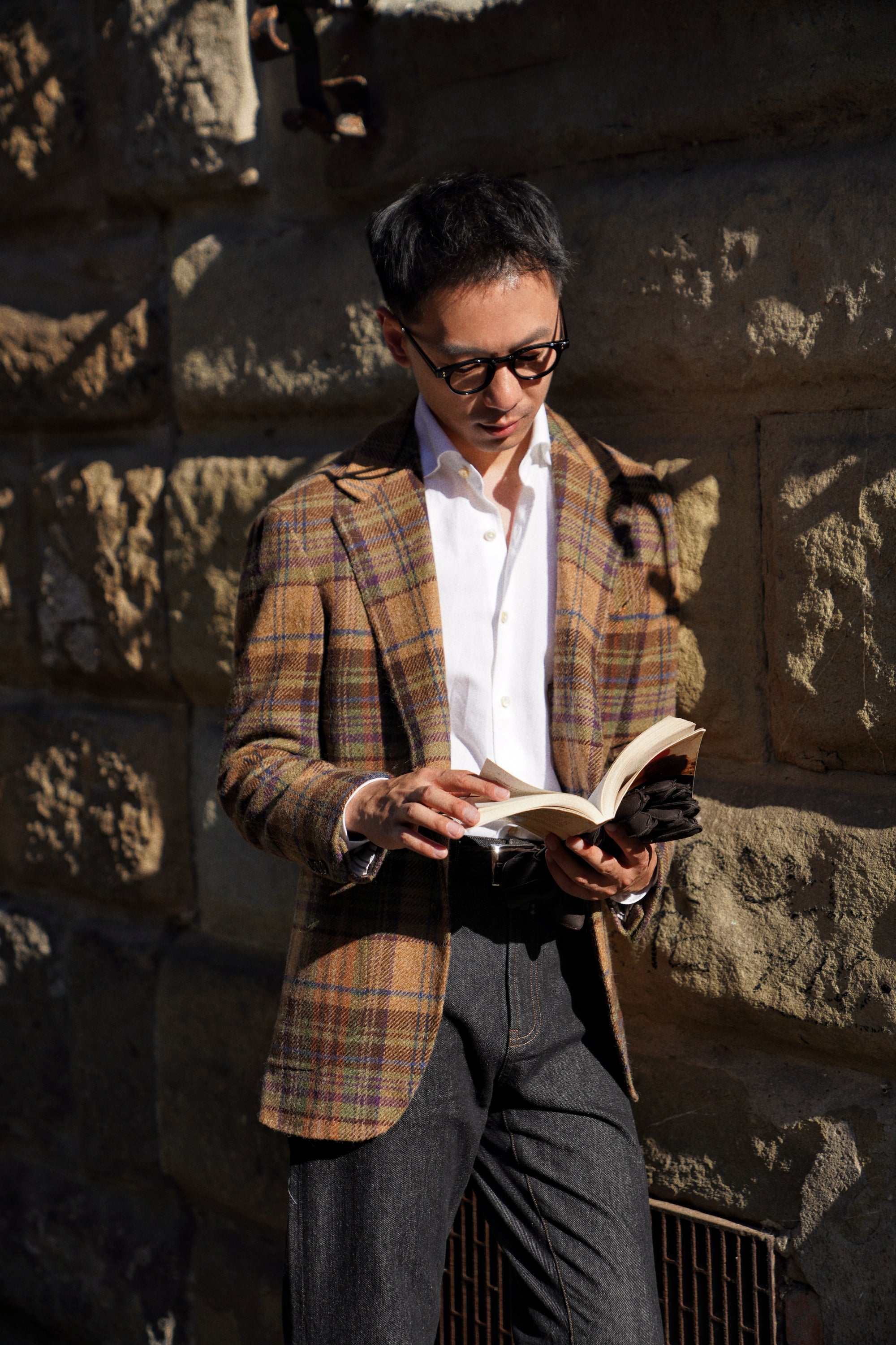 MTO Dark Camel Plaid Tweed Jacket #637