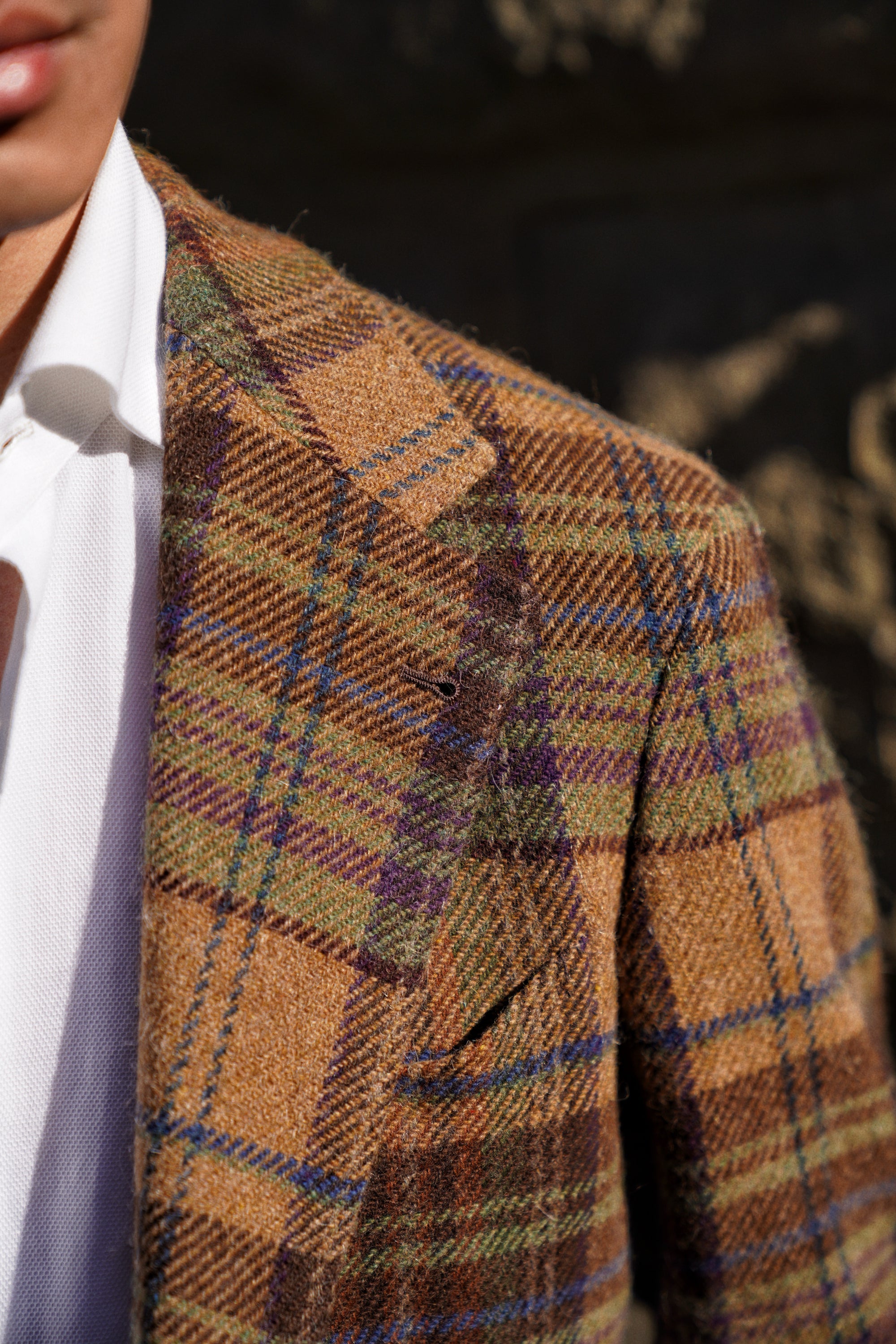 MTO Dark Camel Plaid Tweed Jacket #637