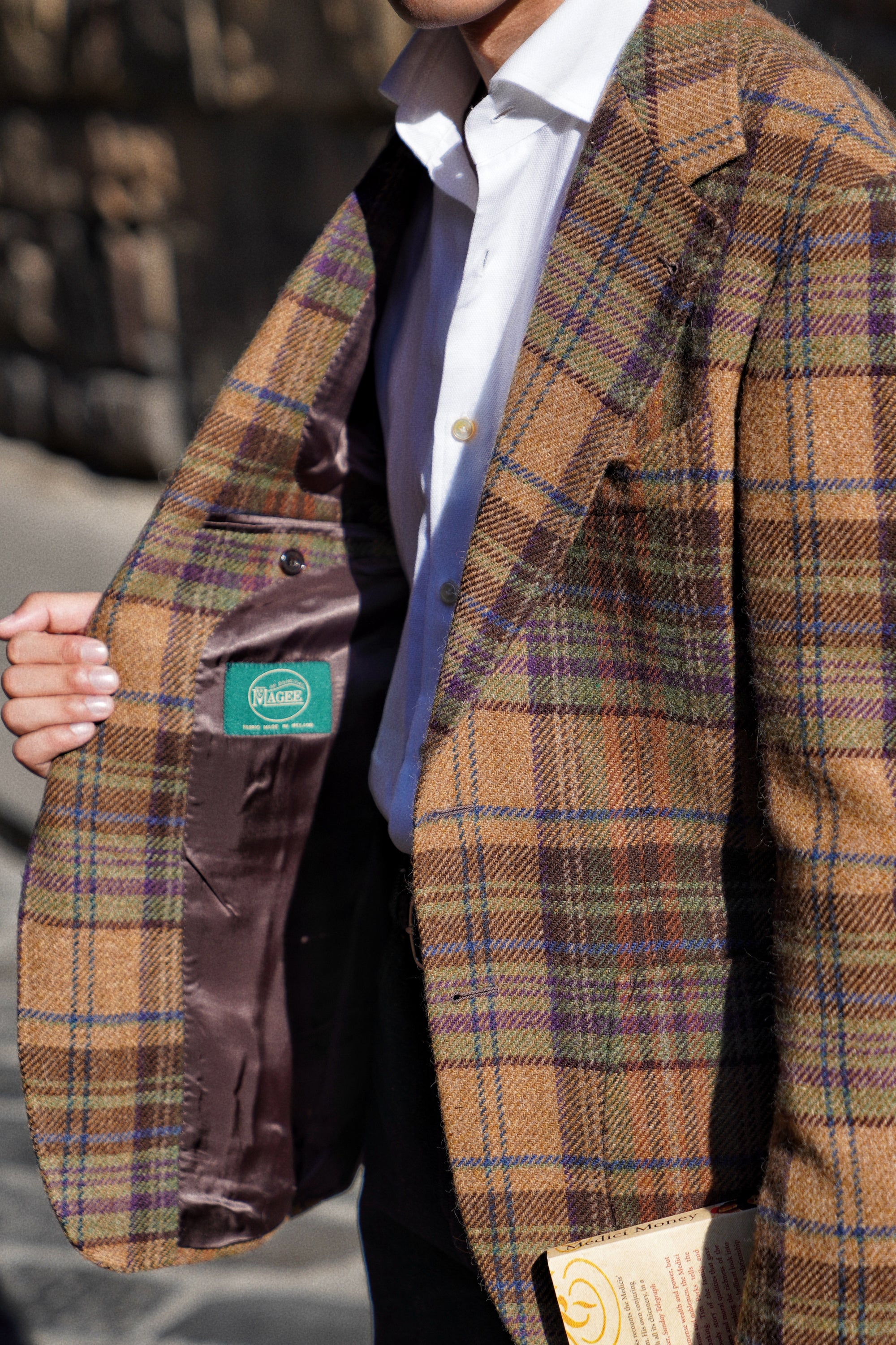 MTO Dark Camel Plaid Tweed Jacket #637